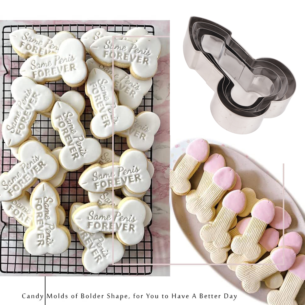 Set Mit 4 Kreativen Ausstechformen Aus Edelstahl, Lustige Formen Zum Backen, Silberner Beutel, Einheitsgröße