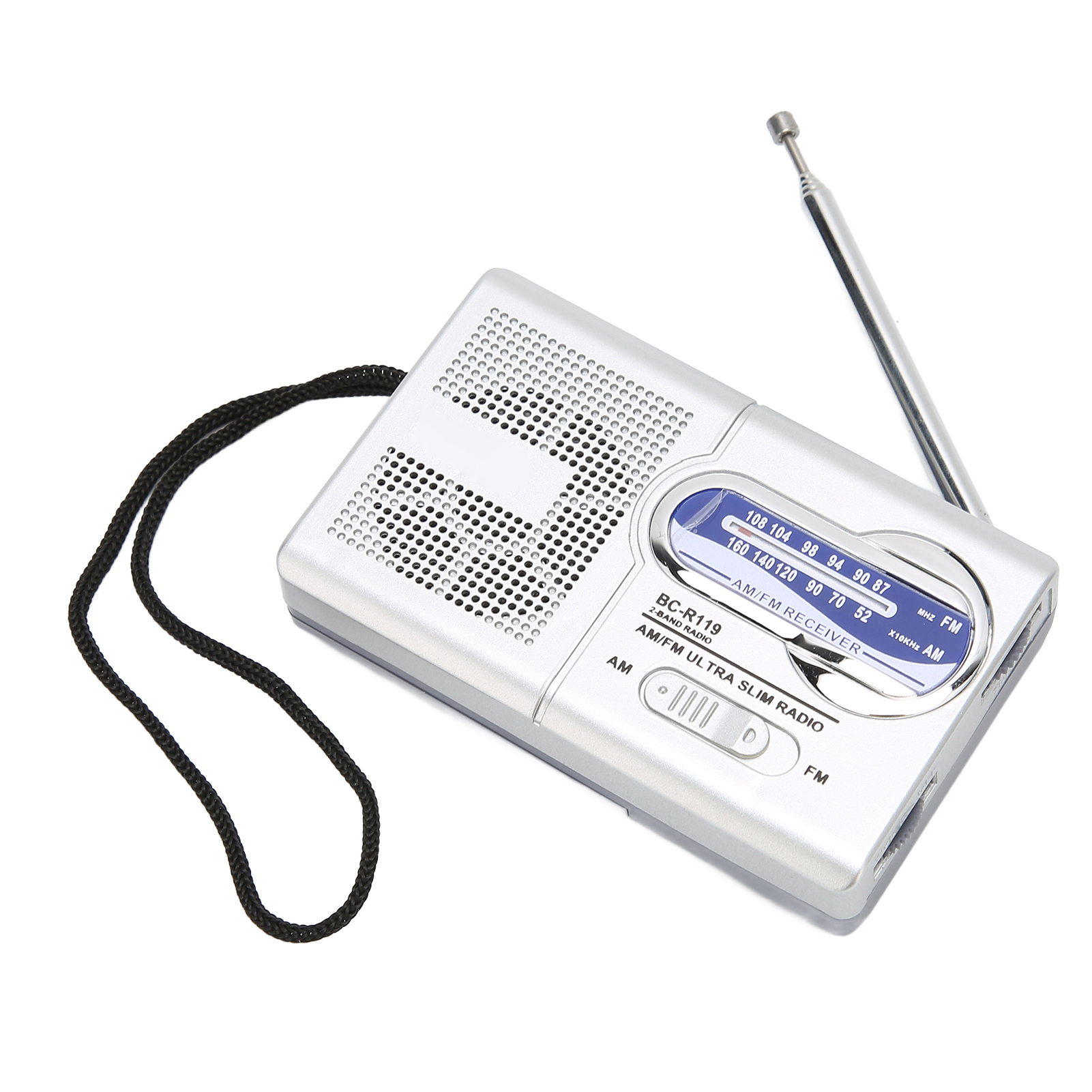 Tragbares Mini-am/fm-multifunktionsradio, Silbergrau (bc-r119, Batterie Nicht Enthalten)