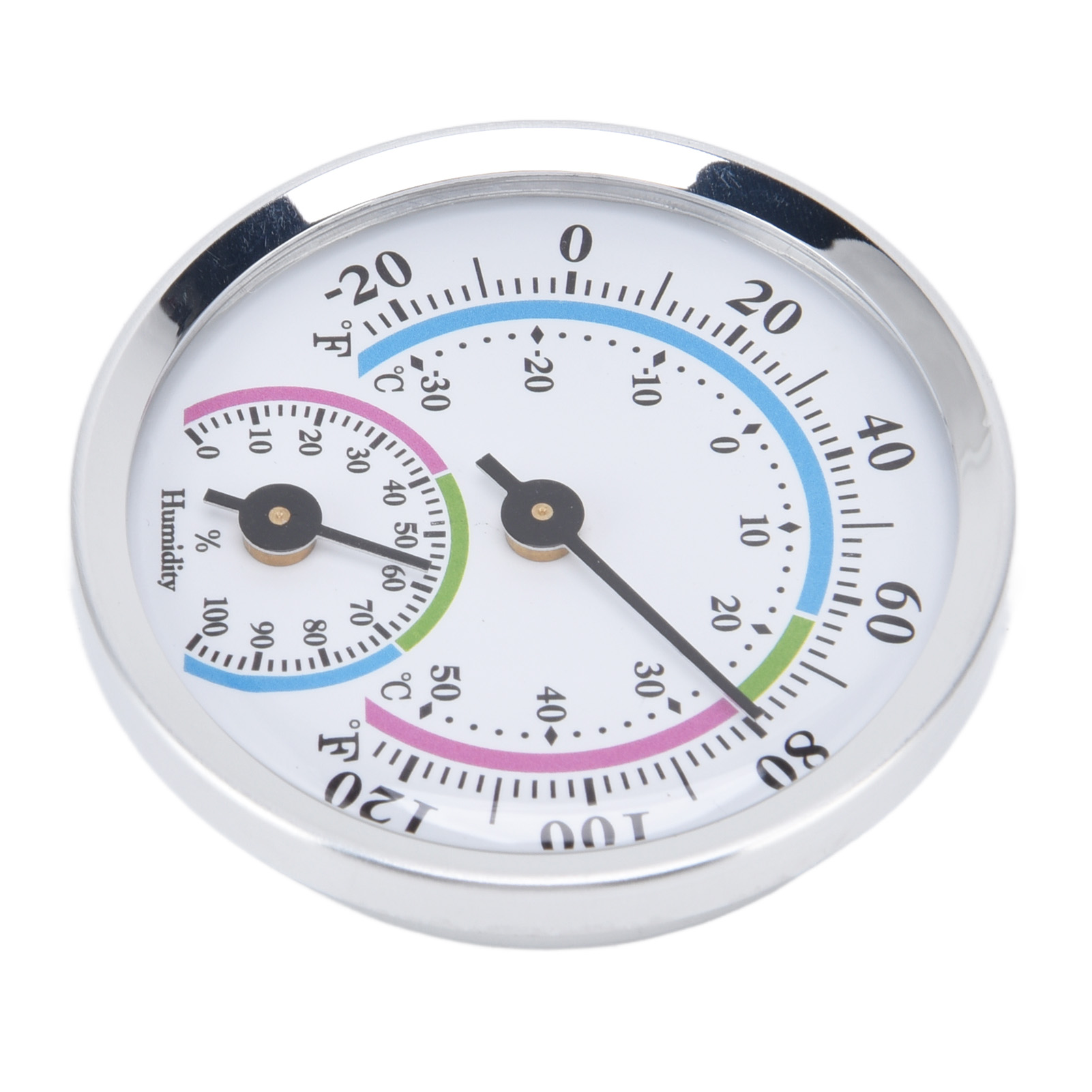 Miniatur-wandthermometer Und Hygrometer Für Gewächshäuser, Misst Temperatur Und Luftfeuchtigkeit Ohne Batterien, Silberfarben