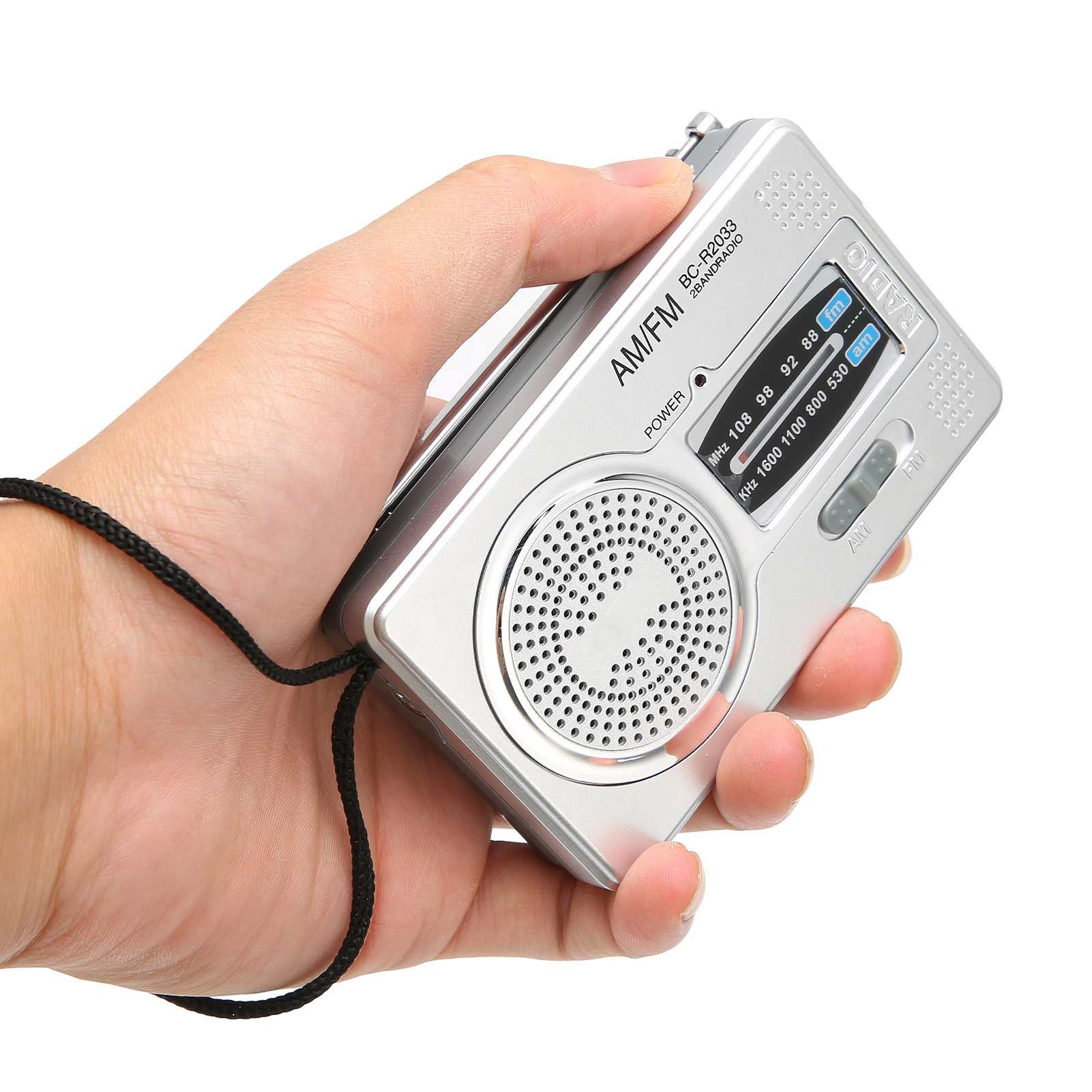 Silbernes Multifunktions-miniaturradio Für Fm/am (bc-r2033) – Batterien Nicht Erforderlich
