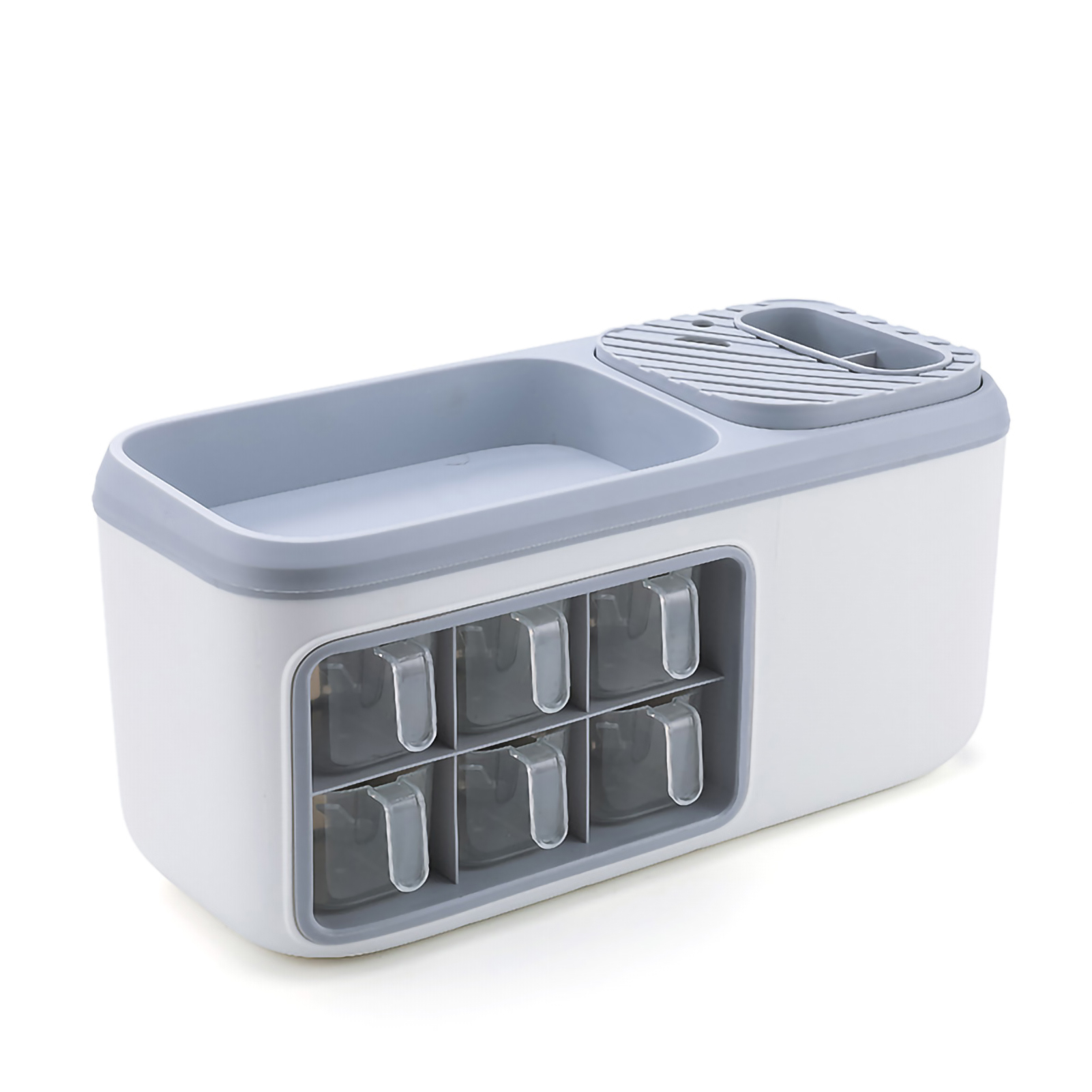 Multifunktionale, Doppelstöckige Aufbewahrungsbox Für Gewürzflaschen, Grau, Organizer Für Gewürzflaschen, Messer, Löffel Und Küchenutensilien.