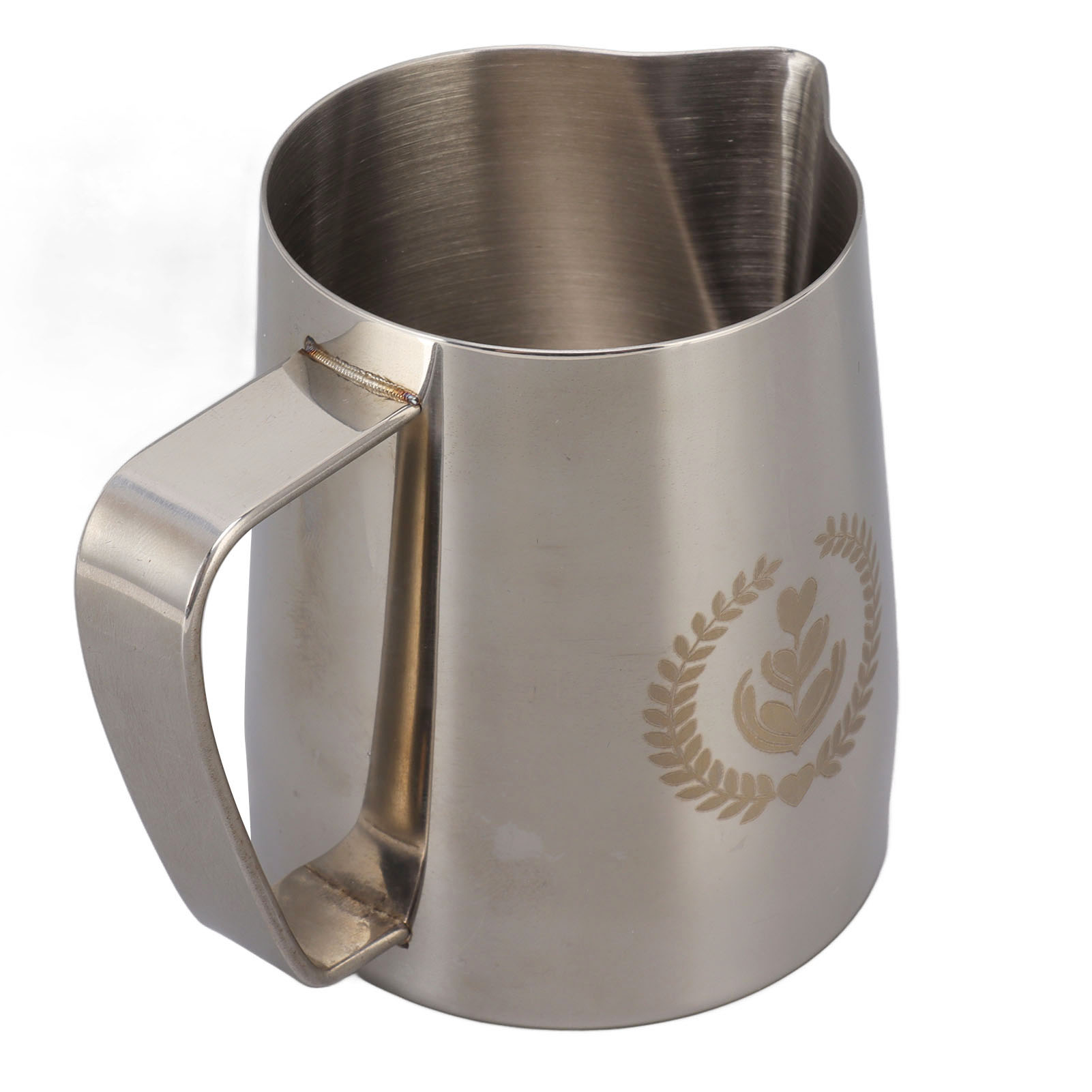 600-ml-milchkännchen, Edelstahl 304, Silberner Spitzer Ausguss, Kaffeekännchen, Ziehbecher.