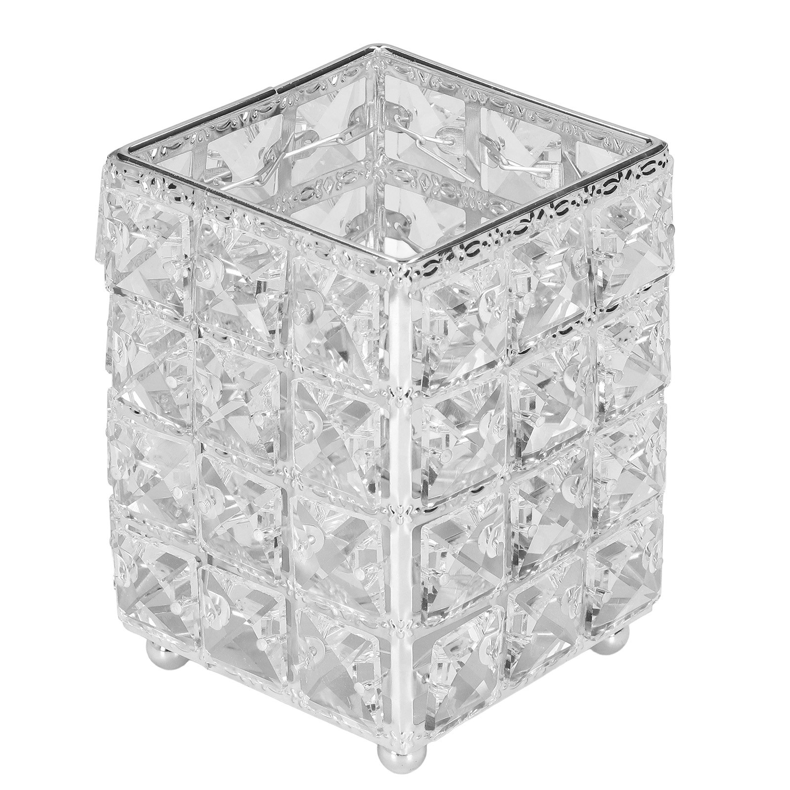 Europäische Zylindrische Aufbewahrungseinheit, Make-up-pinselhalter, Quadratischer Organizer Für Augenbrauenstifte, Stiftehalter (quadratisches Modell, Silber)