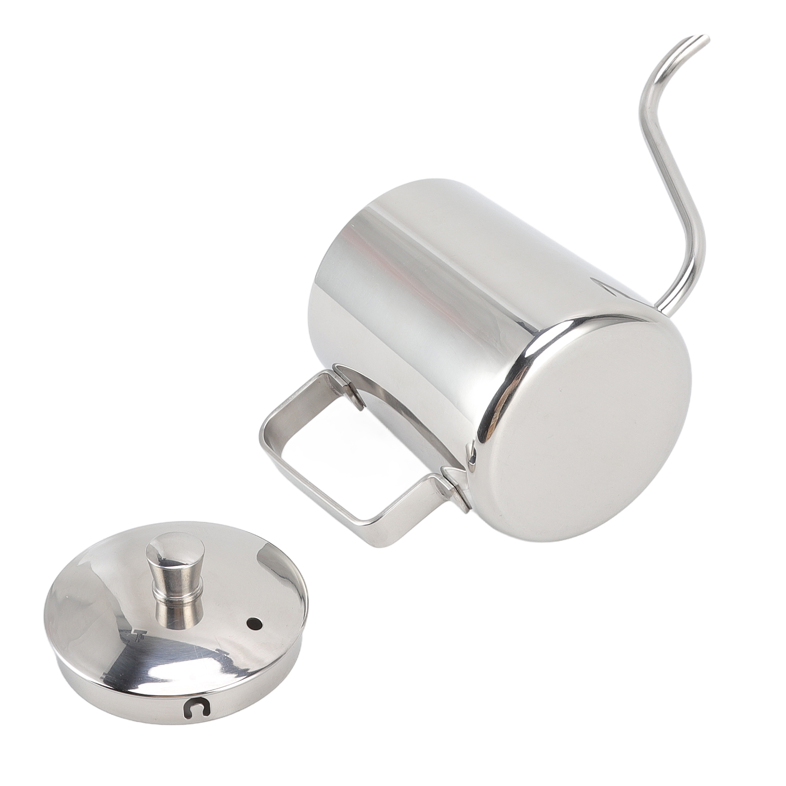 350-ml-kaffeekanne Aus Edelstahl (304) Mit Feinem Ausguss, Langer Ausguss Für Filterkaffee, Teflonbeschichtung, Mit Deckel, Silberfarben