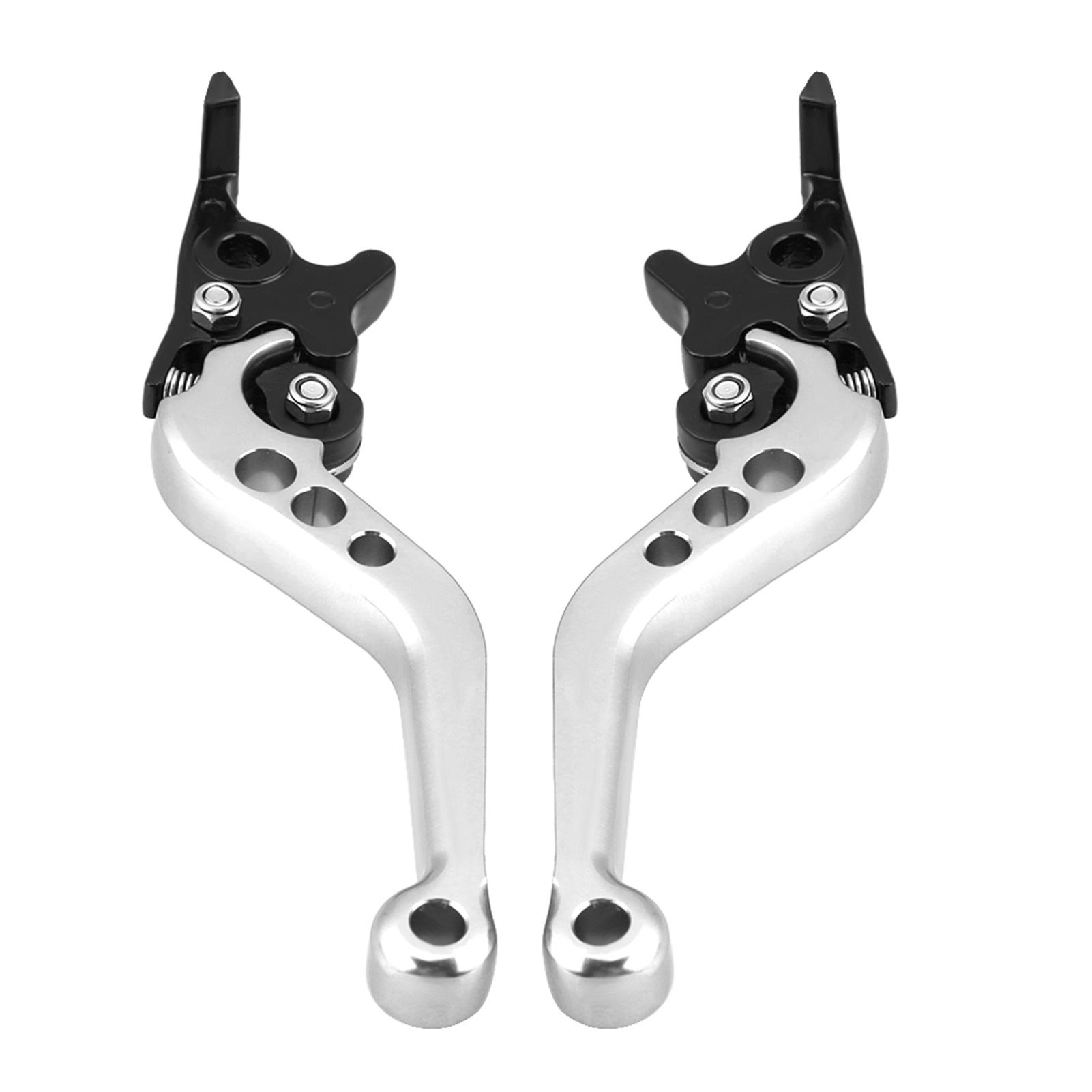 Paar Cnc-gefräste Aluminium-doppelscheibenbremshebel Für Motorrad/roller, Individuell Silberfarben