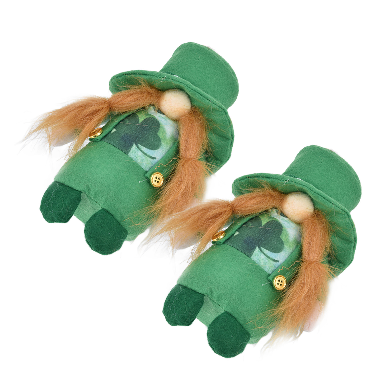 Set Aus 2 St. Patrick's Day Puppen Mit Grünem Hut, Gesichtslose Figuren Für Irische Dekoration, Feminine Accessoires Mit Grünem Blattmotiv.
