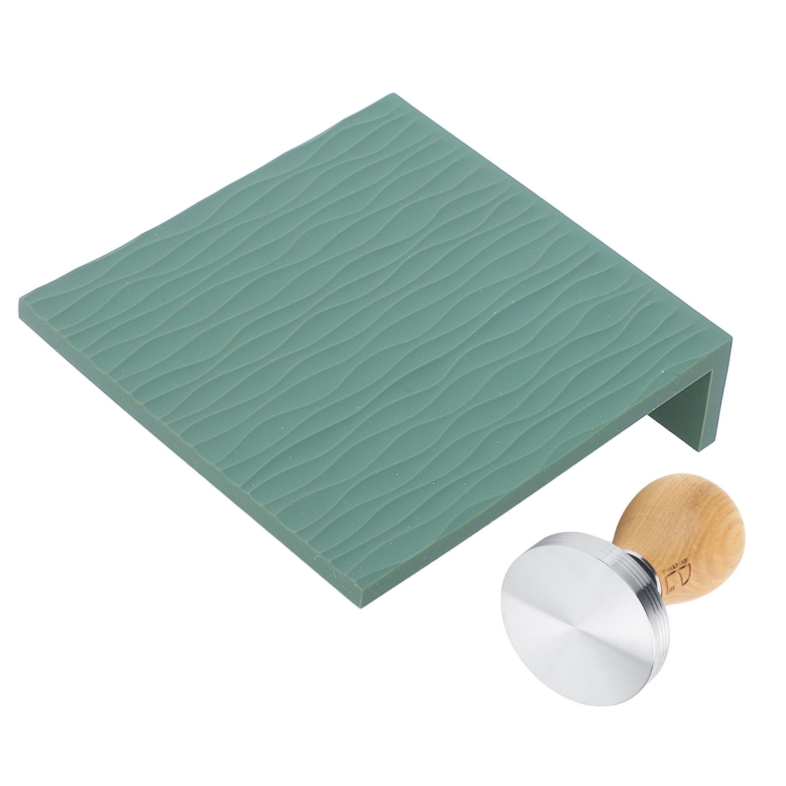 58-mm-kaffeetampfmatte, Buchenholzgriff, Grün, Mit Siebträger, Espressopress-set, Strukturiertes Tamperkissen