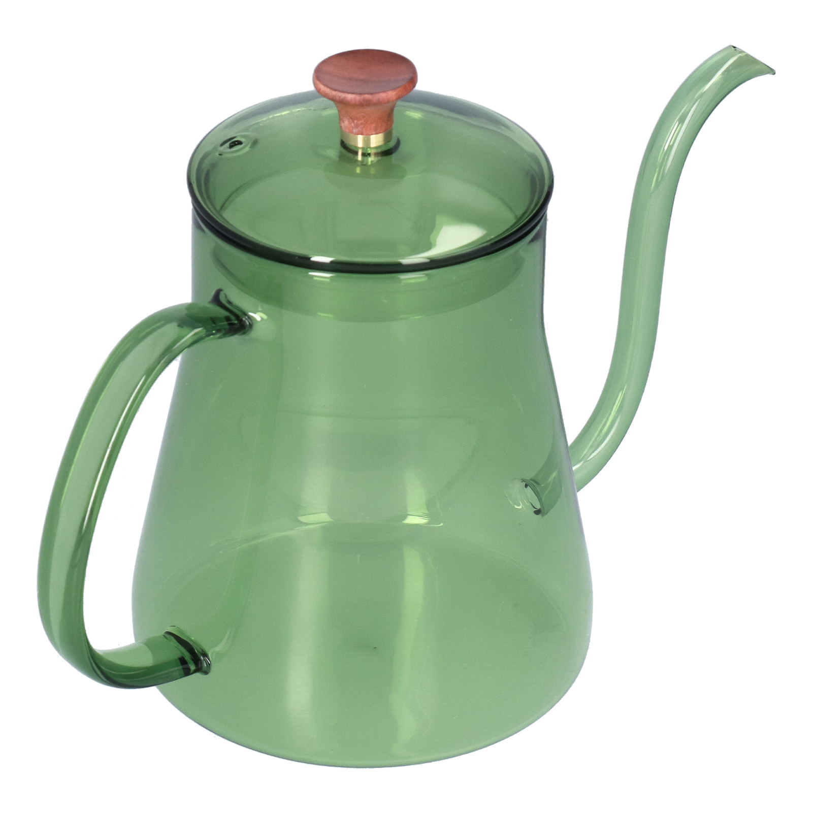 600 Ml Grüne Glaskaffeekanne Mit Manuellem Stempel, Tasse Mit Langem Schwanenhalsausguss, Kaffeekaraffe.