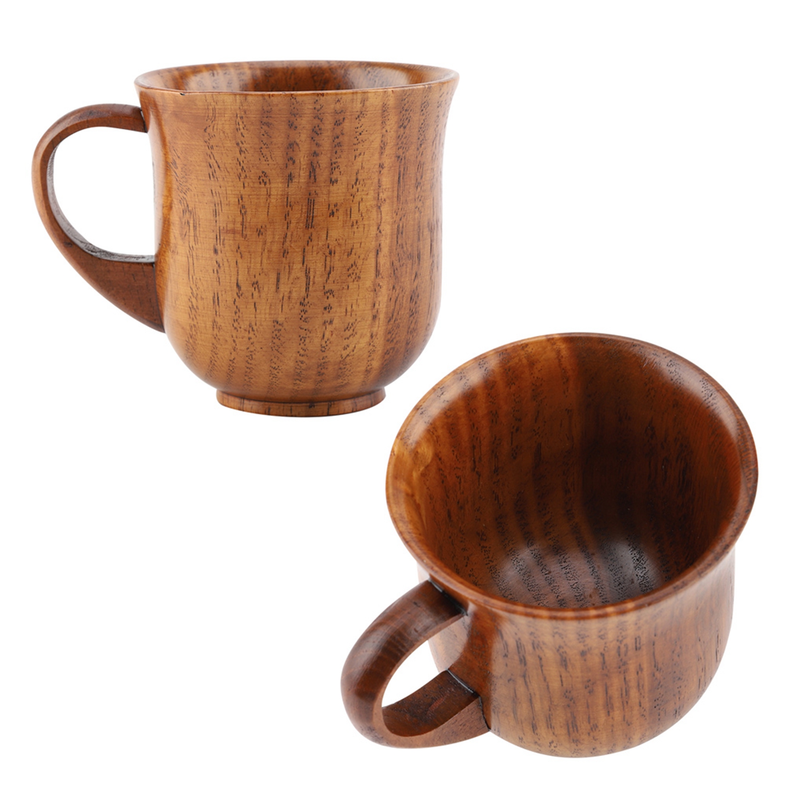 Tragbarer Becher Aus Naturholz Mit Henkel, Teetasse Aus Holz, Kaffee-, Bier- Und Saftbecher (2)