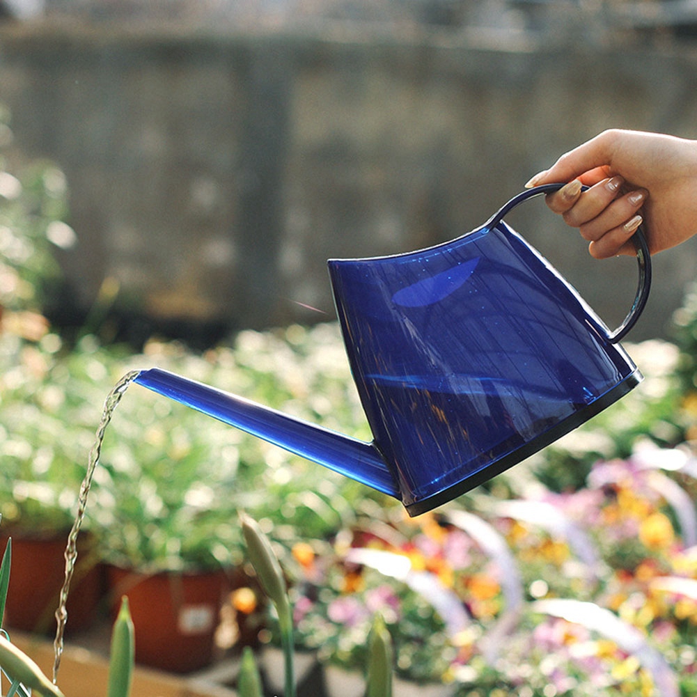 Modische, Offene Garten-blumenspritze Mit Langem Ausguss, Bonbonfarbene Gießkanne 1,2 L (blau)