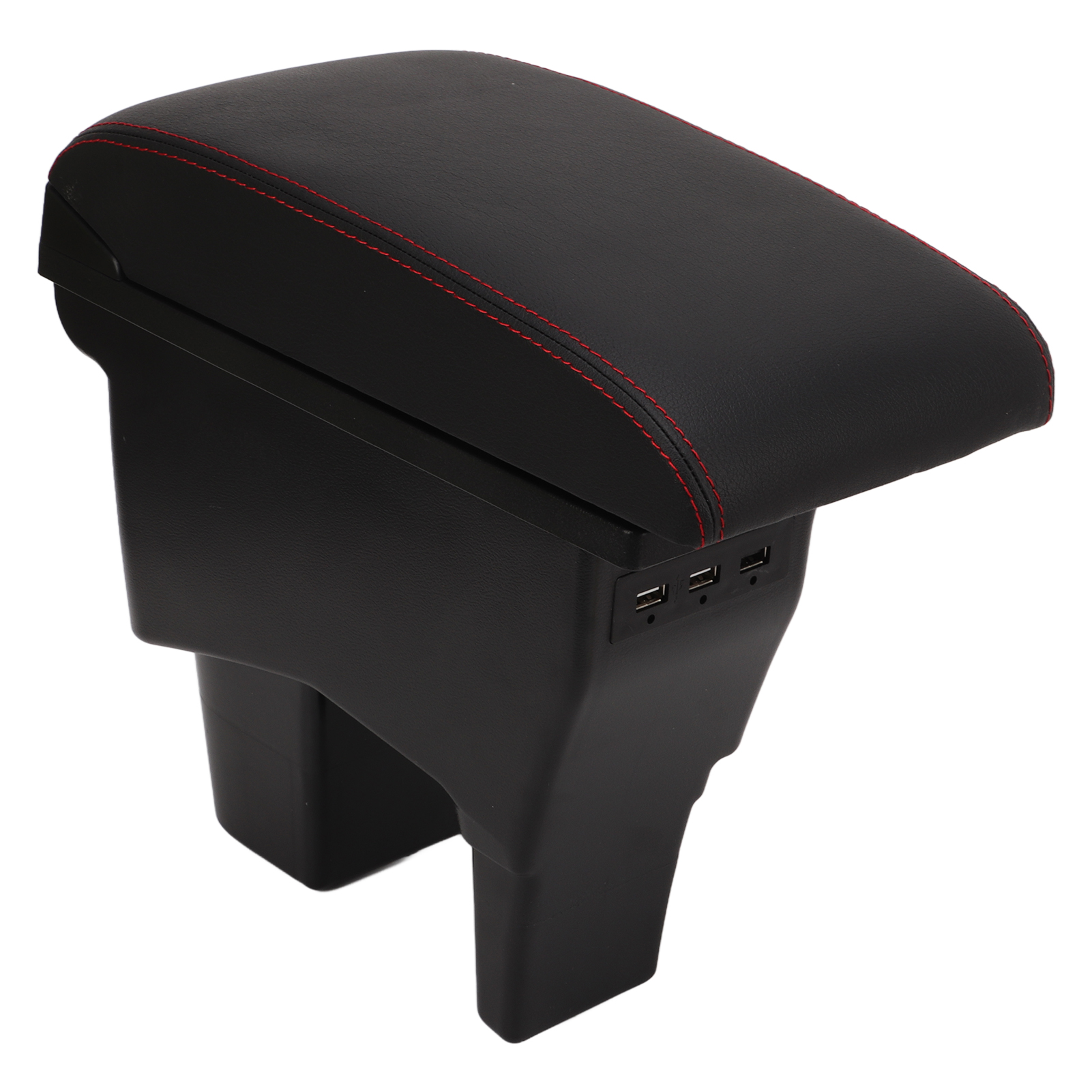 Boîte De Rangement Noire Pour Accoudoir Central De Voiture, Avec Surpiqûres Rouges Et Interface Usb, Compatible Avec Suzuki Vitara.