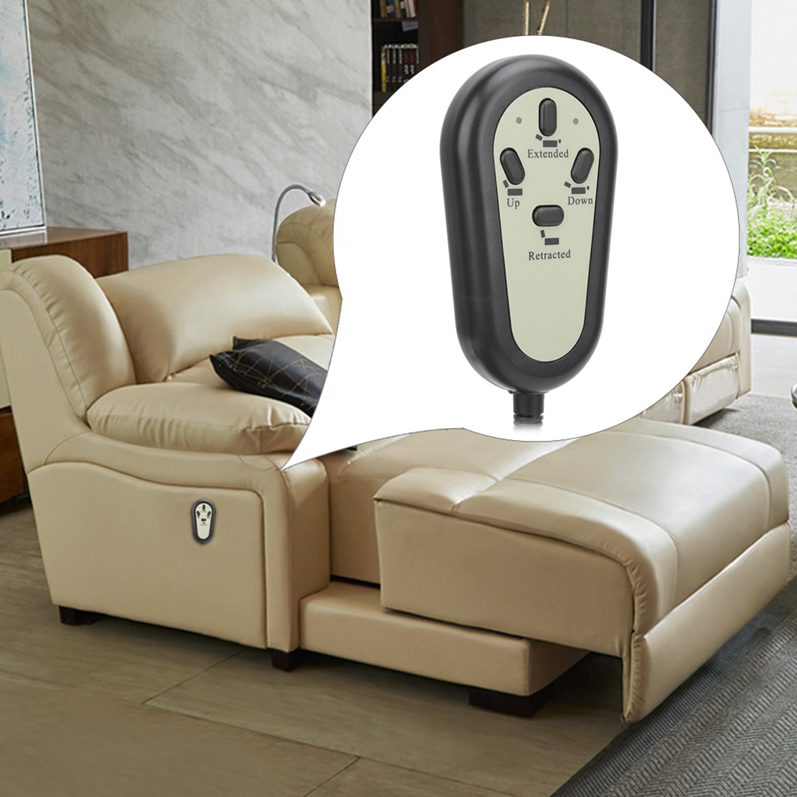 Elektrischer Relaxsessel Mit 4-tasten-fernbedienung Und Handschalter Für Dualmotor-relaxsessel (gerades Kopfteil)