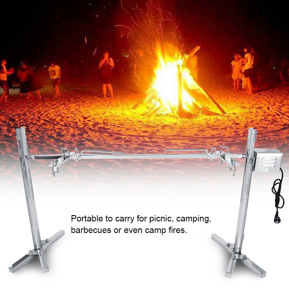 Rotisserie-set Für Grillspieß, Edelstahl-spießstange, Fleischgabeln Mit Elektromotor