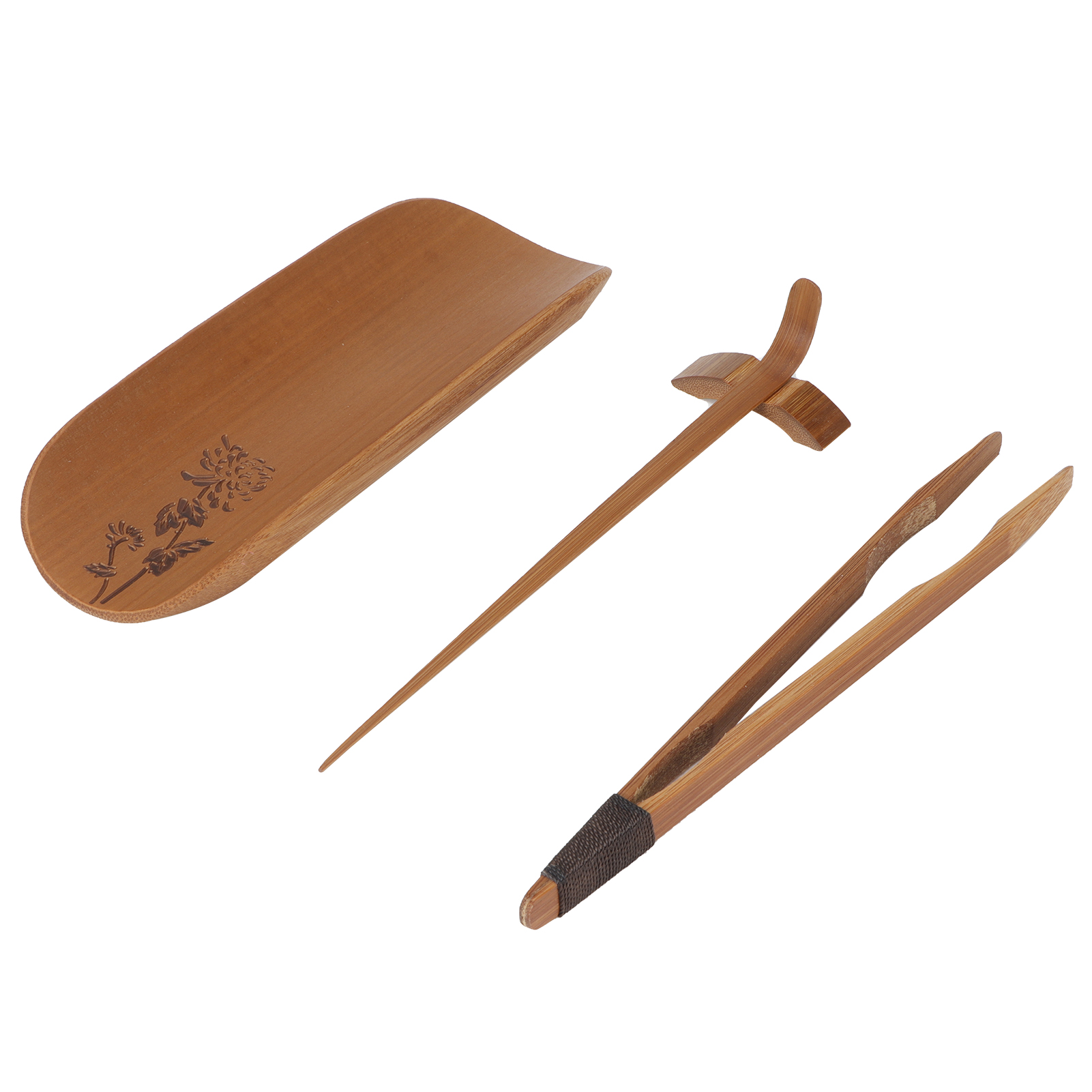 4-teiliges Teelöffel-set Aus Bambus, Handgefertigt, Geschnitzt, Teezubehör, Teezeremonie-werkzeuge (chrysantheme)