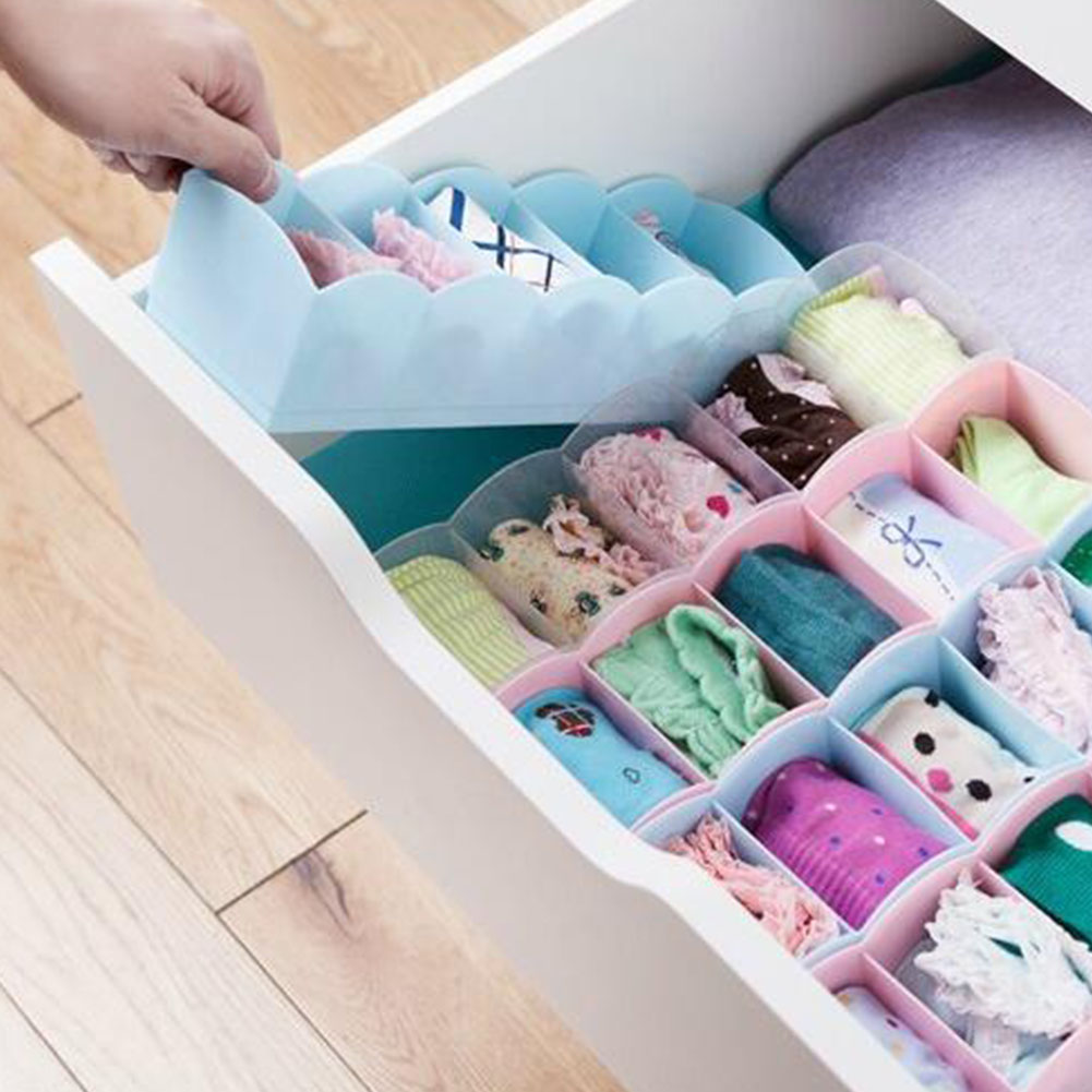 Schubladenorganizer Aus Kunststoff Für Bhs, Unterwäsche Und Socken, Würfelkorb Mit 5 Fächern (lila)