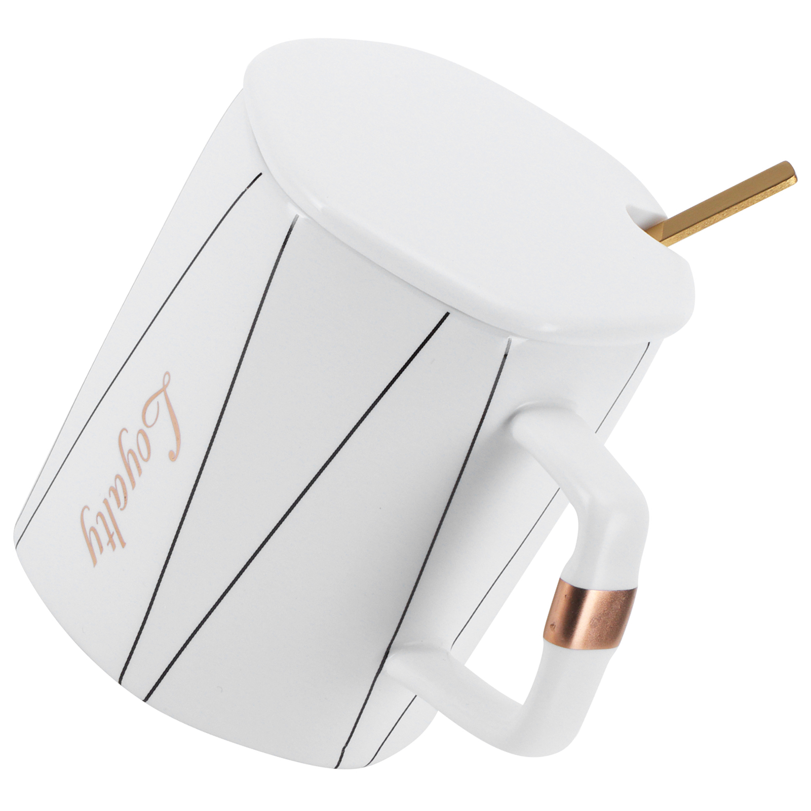 Originalitätsbecher, Achteckige Büro-kaffeetasse, Keramikbecher Mit Löffeldeckel, Geschenk Für Freunde, Typ A