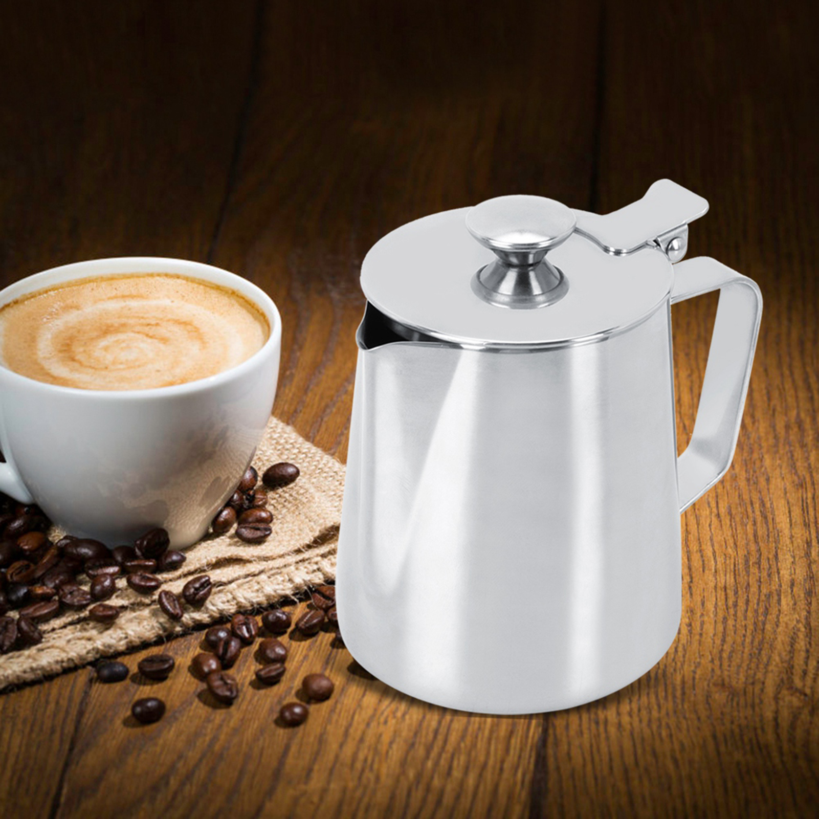 350 Ml Milchkännchen/becher/tasse Aus Edelstahl Mit Deckel Für Milch, Latte Macchiato Und Andere Kaffeespezialitäten