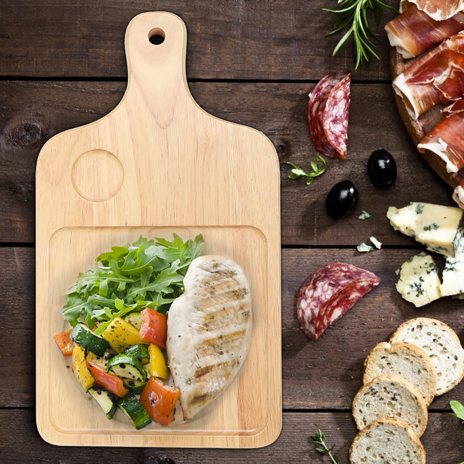 Rechteckiges Schneidebrett Mit Rillen Für Pizza, Brot Und Käse, Tablett Mit Griff, Backutensil Für Die Küche