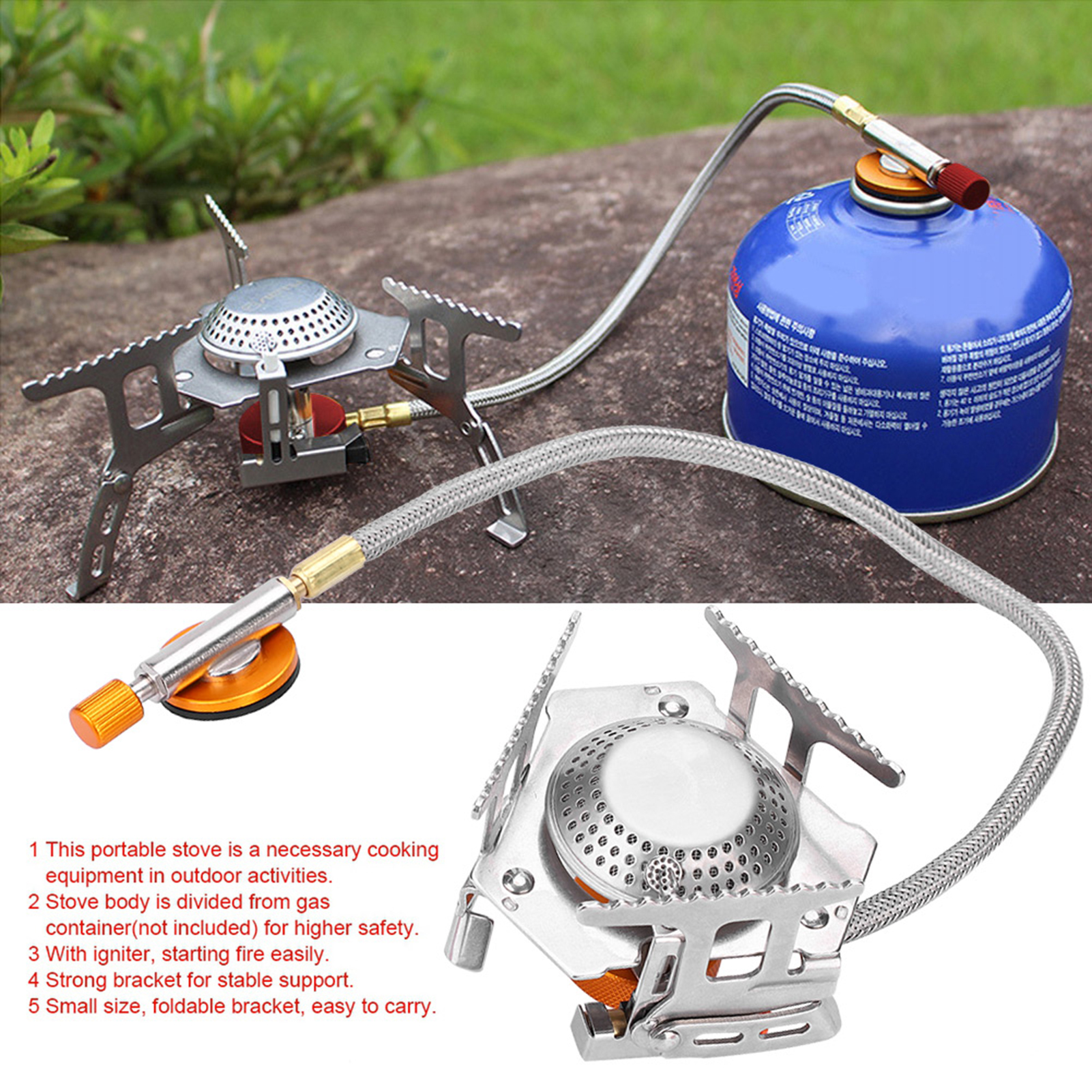 3500w Tragbarer Outdoor-picknick-gasbrenner, Faltbarer Mini-metallkocher Für Rucksackreisen