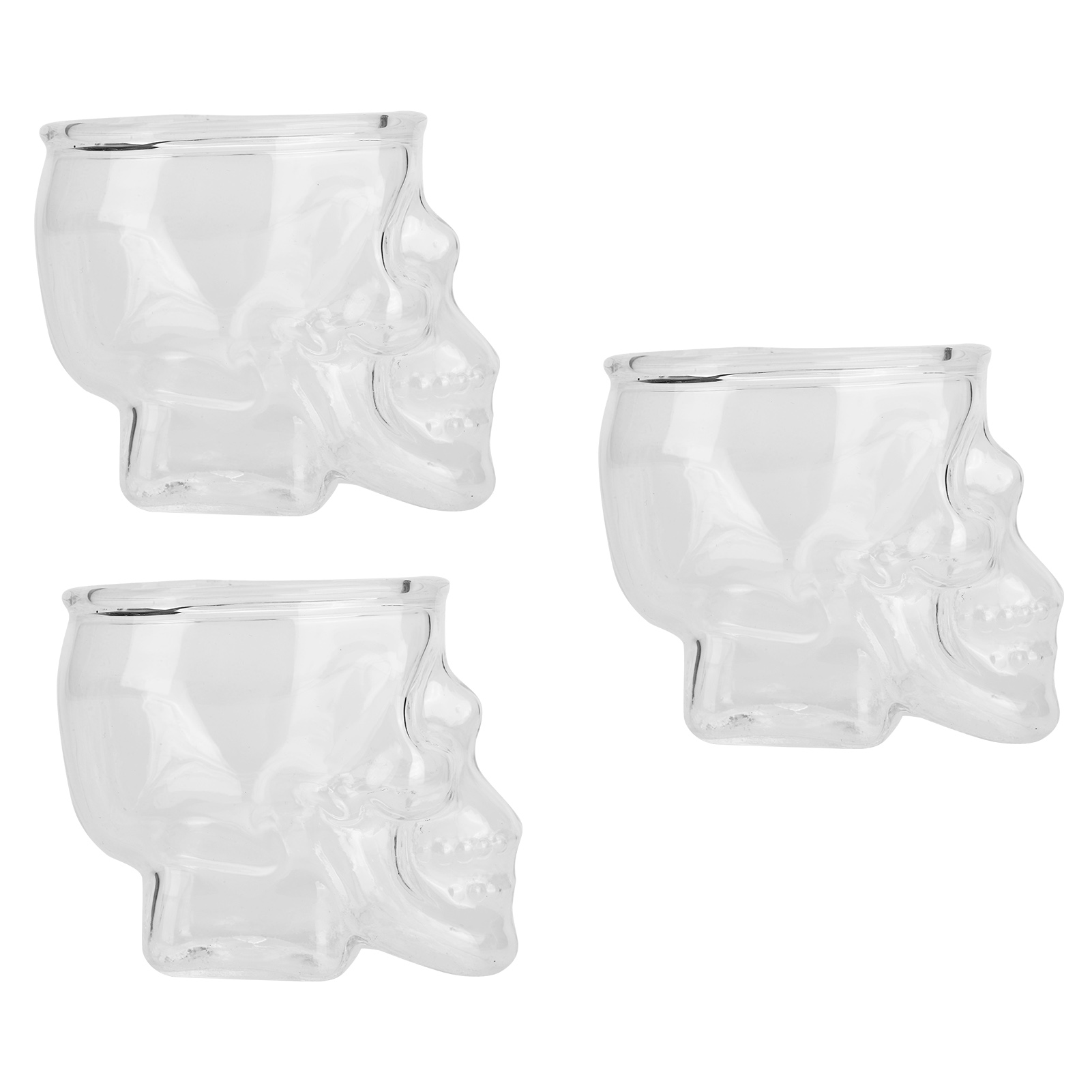 3er-set Totenkopf-förmige Gläser (75 Ml) – Ideal Für Wein, Bier Und Andere Getränke – Halloween-party-dekoration
