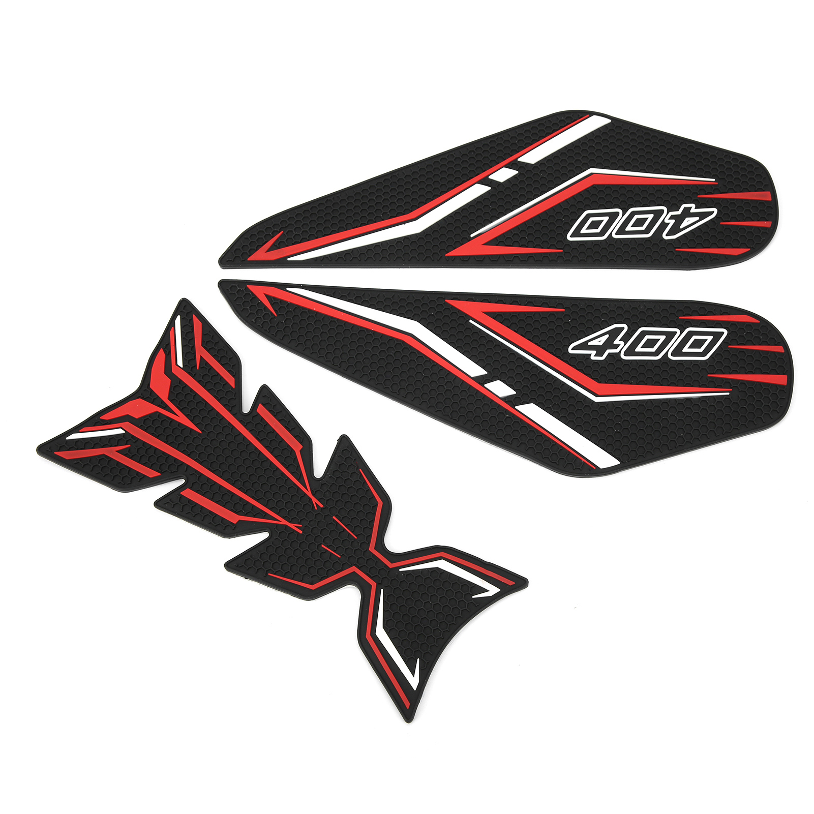 3-teiliges Set Tankaufkleber Mit Anti-rutsch-schutzpads Passend Für Kawasaki Z400 Ninja 400 (rot)