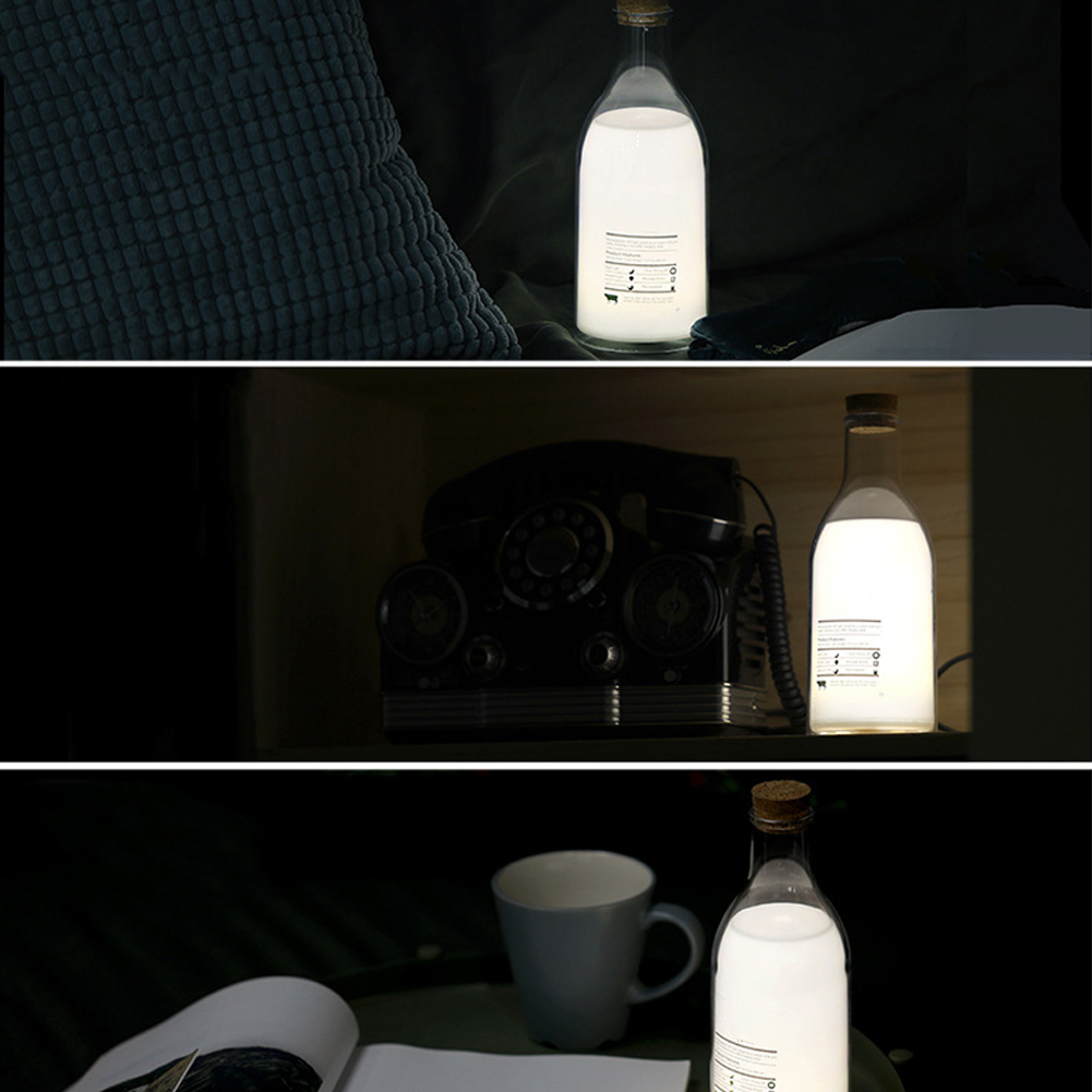 Usb-wiederaufladbare Led-nachttischlampe In Milchflaschenform – Diy-nachtlicht Mit Nachricht Fürs Schlafzimmer