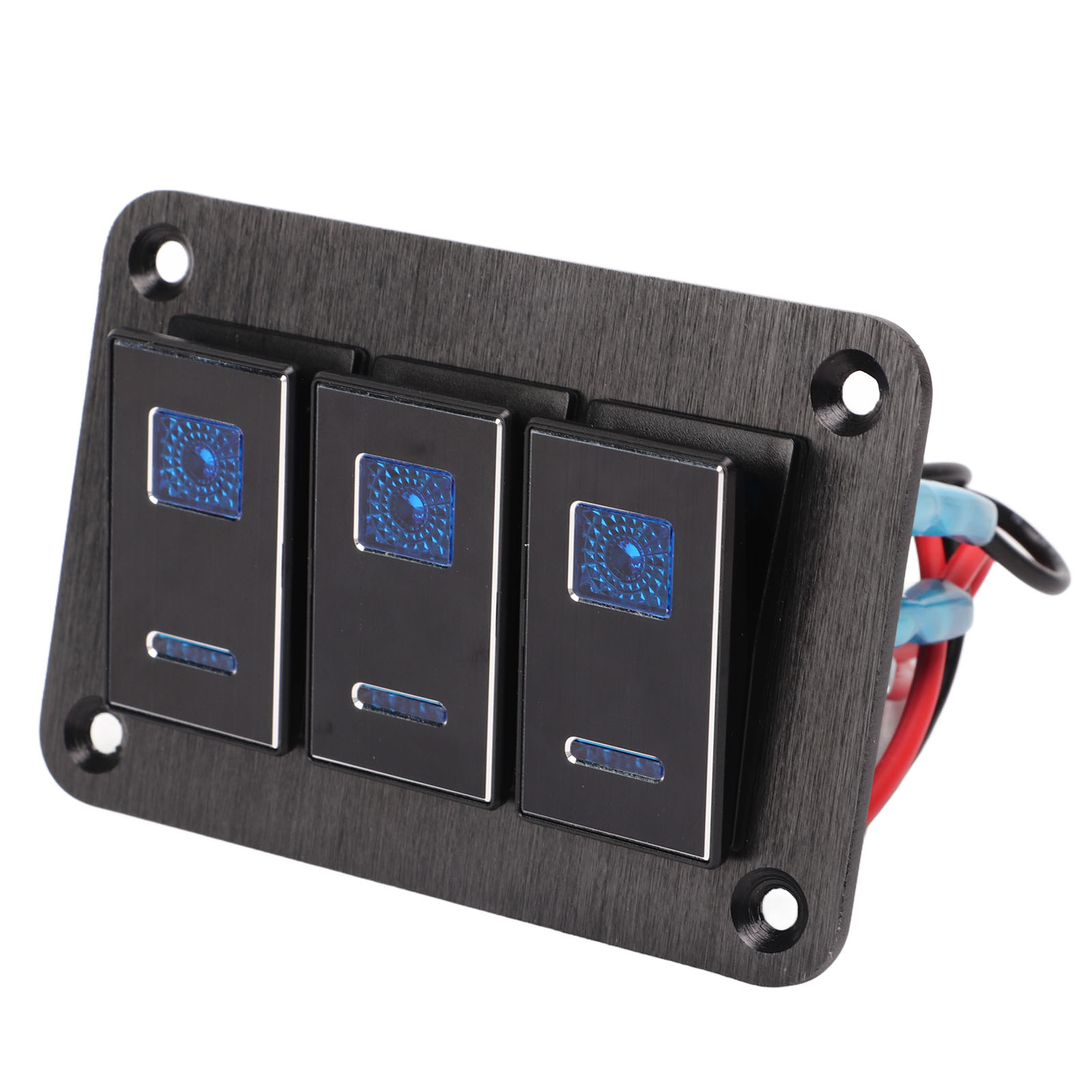 3-fach Wasserdichte Kippschalterleiste Dc12v Bis 24v 30a 5-pin Blaue Led-beleuchtung Flexible Pc-schnallen Für Wohnmobil, Auto Und Yacht