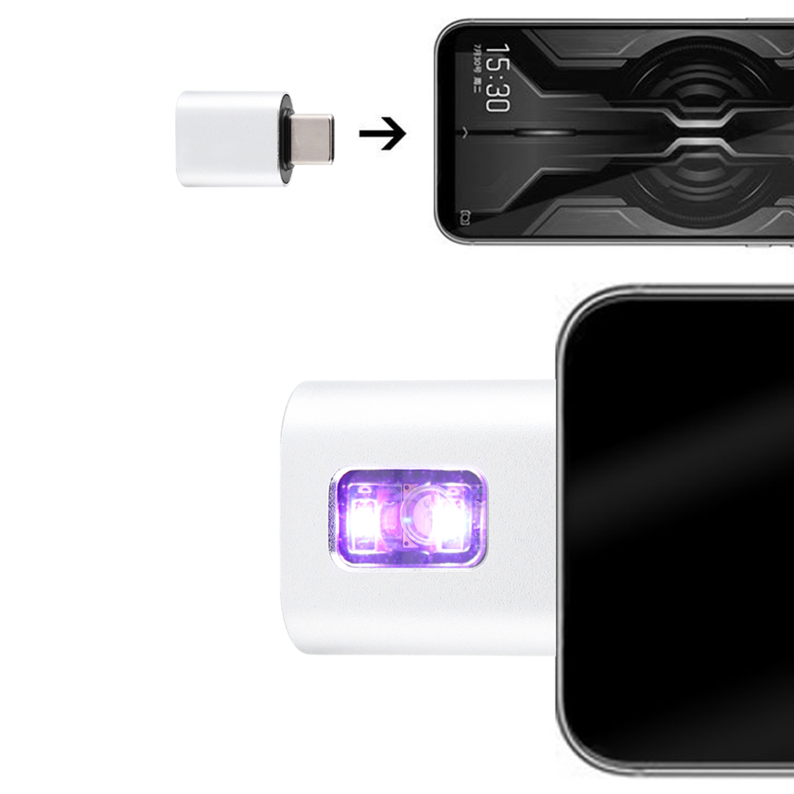 Mini-usb-handy-uv-lampe, Tragbar, Uvc-led, Silberfarben, Passend Für Android