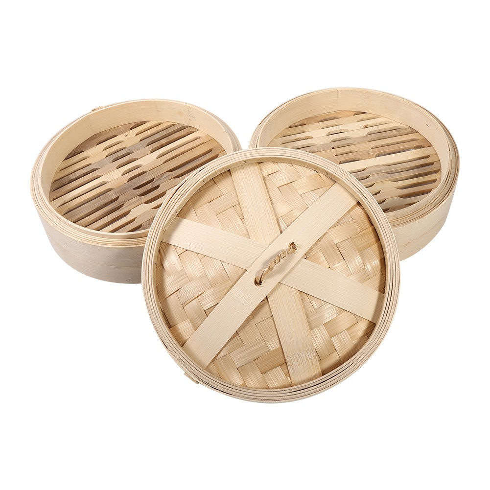 2-stöckiger Bambus-dampfgarer Mit Deckel, Chinesischer Reiskocher, Neu (22 Cm)