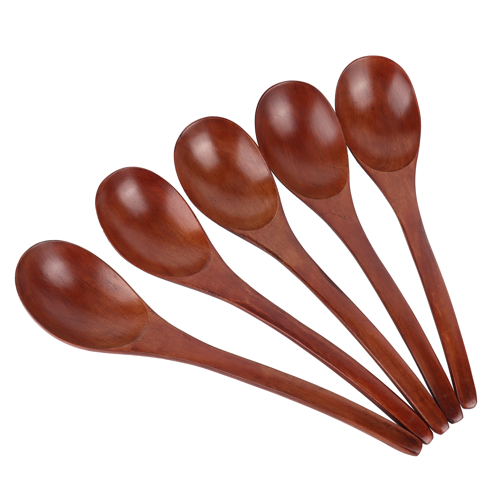 5-teiliges Set Suppenlöffel Aus Holz Mit Gebogenem Griff, Mehrzweck-reislöffel Für Die Heimische Küche (farbe: Lackiert)