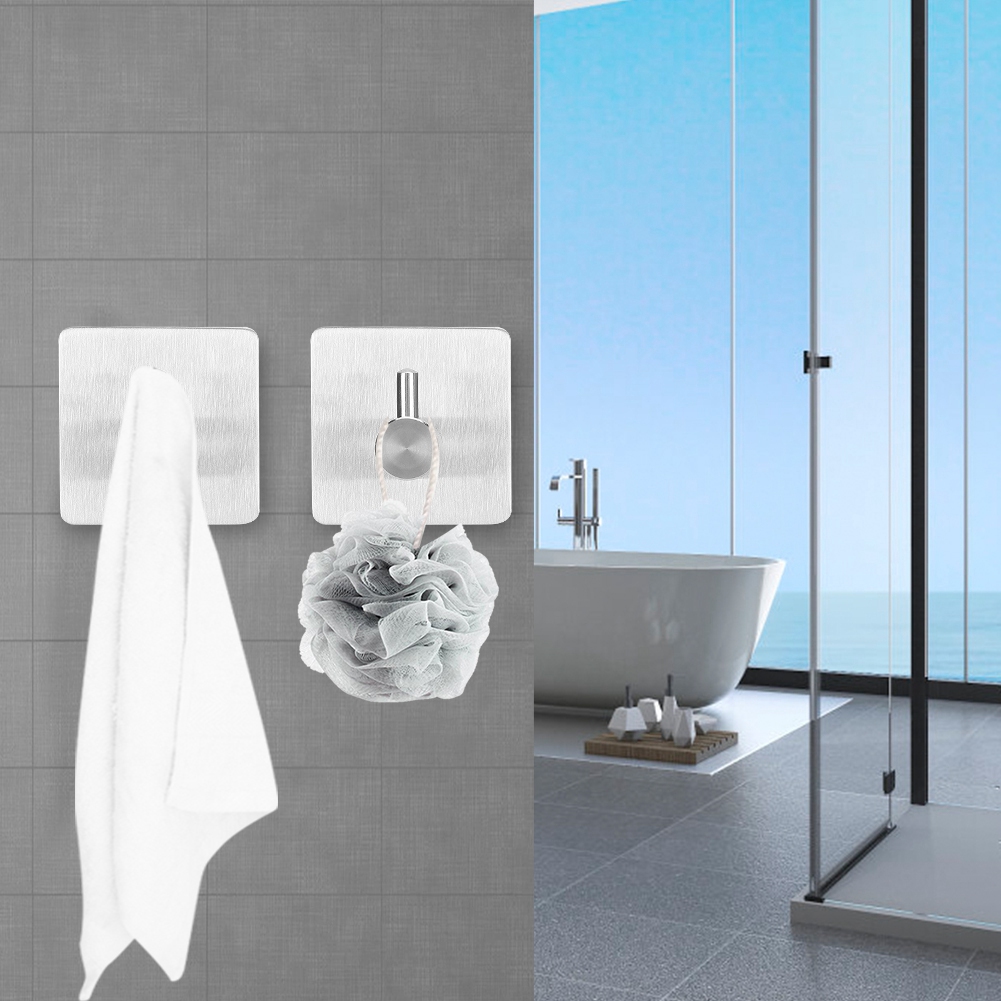 2 Stück Selbstklebende Haken Aus Edelstahl 304 Zum Aufhängen Von Mänteln, Kleidern Und Handtüchern Für Küche, Bad Und Schlafzimmer (ohne Bohren).