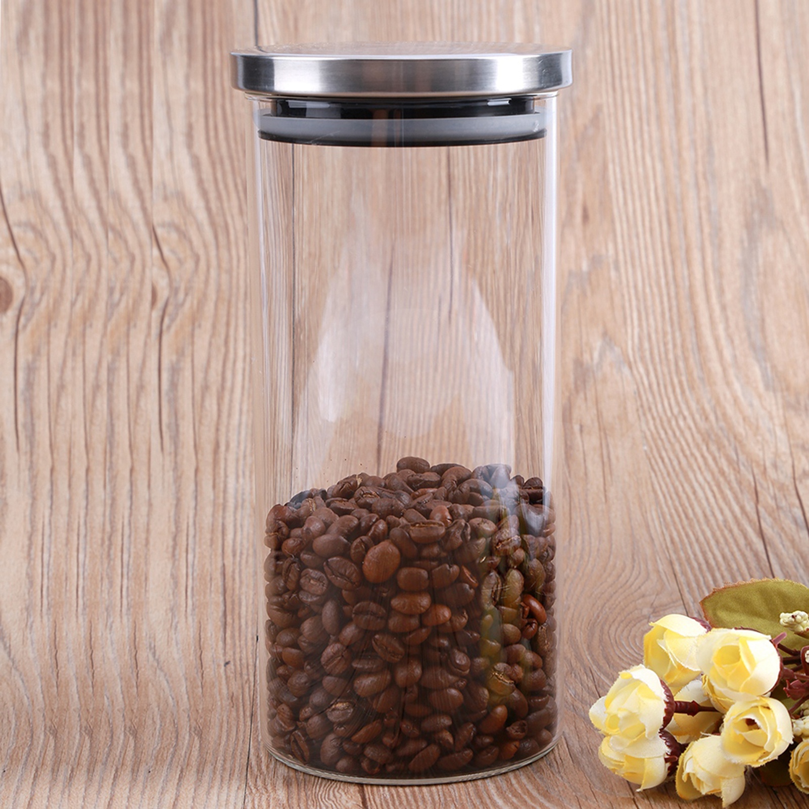 1000-ml-glas-aufbewahrungsbehälter Für Kaffeebohnen, Küchenbehälter Mit Edelstahldeckel