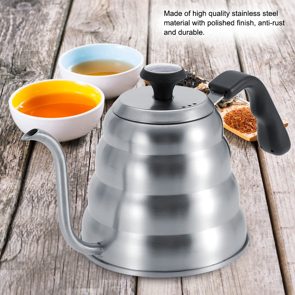 Edelstahl-kaffeekanne Mit Ausgießer, Schwanenhals Und Integriertem Thermometer, 1,2 L