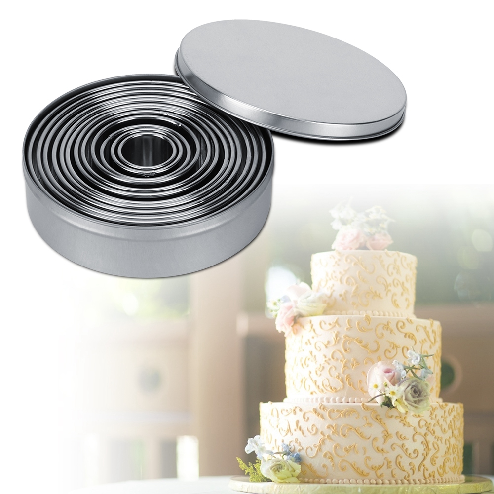 12-teiliges Set Tragbarer Runder Ausstechformen Für Kekse, Mousse Und Kuchen Aus Edelstahl – Backzubehör