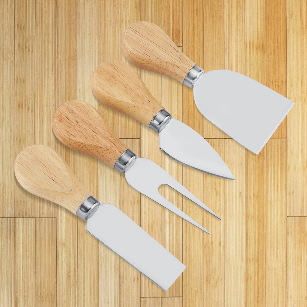 4-teiliges Käsemesser-set Aus Edelstahl Mit Holzgriff