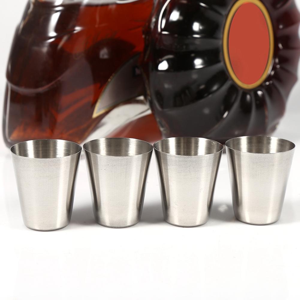 Tragbarer Edelstahl-teebecher, Kaffeebecher, 30 Ml Bierkrug, Tasche Für Reisen (4 Stück)