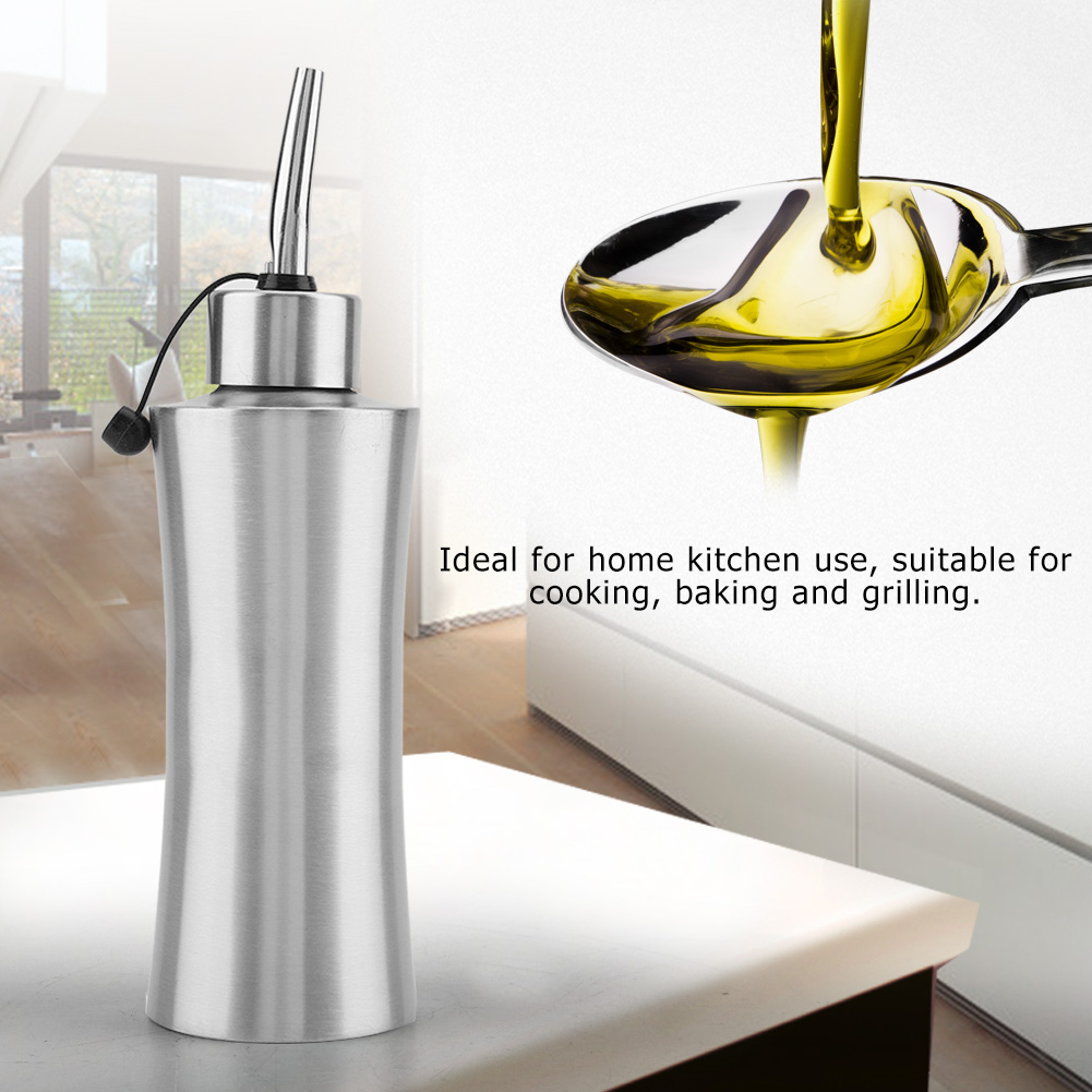 250 Ml Edelstahl-ölflasche, Auslaufsicher, Soßen- Und Essigflaschen, Küchenspender (a)