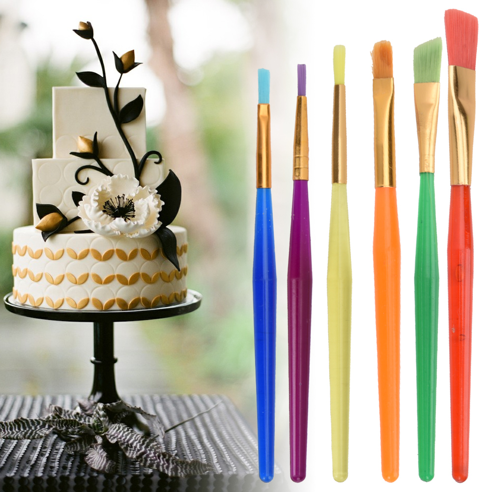 6 Kleine Fondant-kuchenfarbstifte, Dekorationspinsel, Zuckerbastel- Und Backwerkzeug