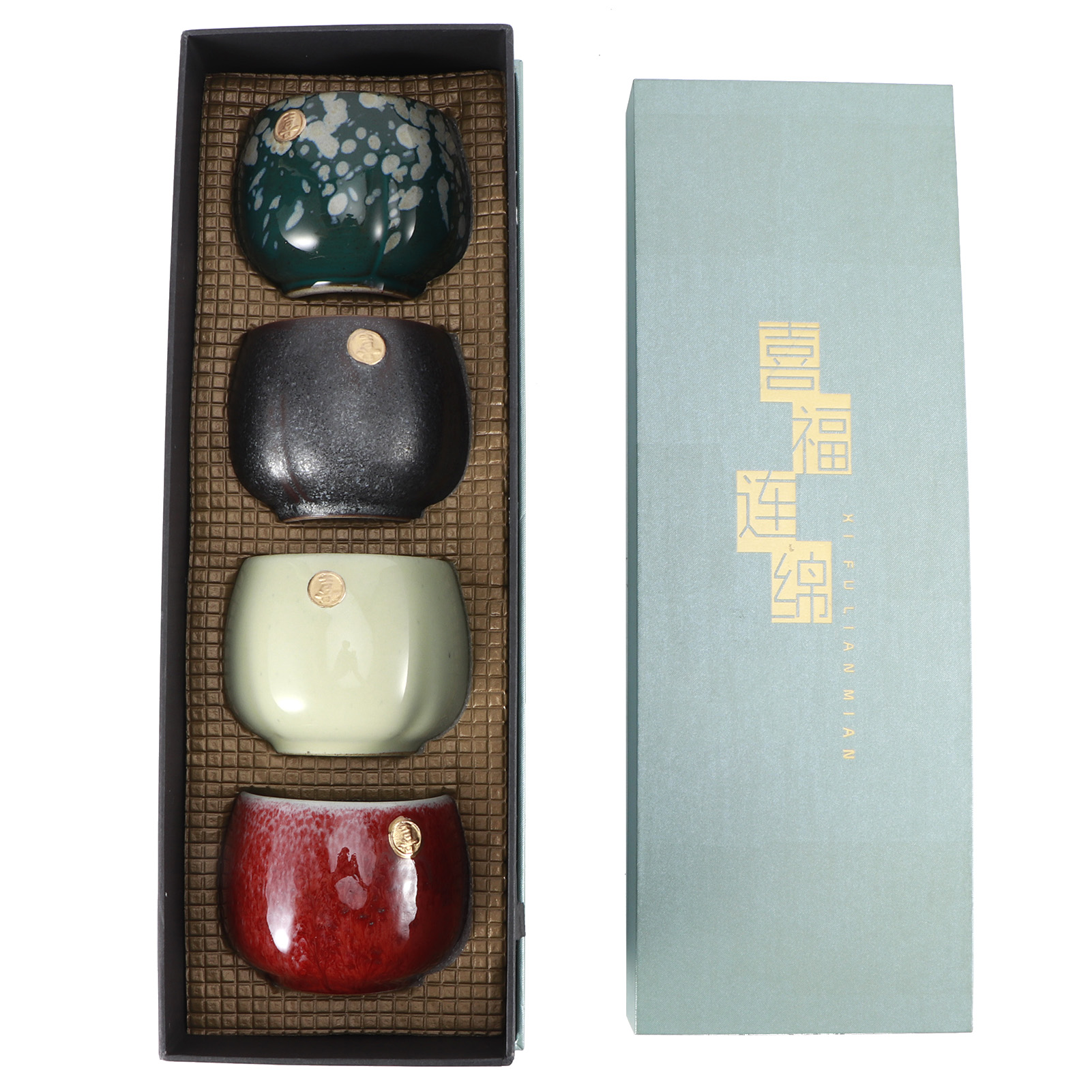 4-teiliges Retro-teetassen-set Im Japanischen Stil Aus Keramik, Kung-fu-teegeschirr Nr. 1