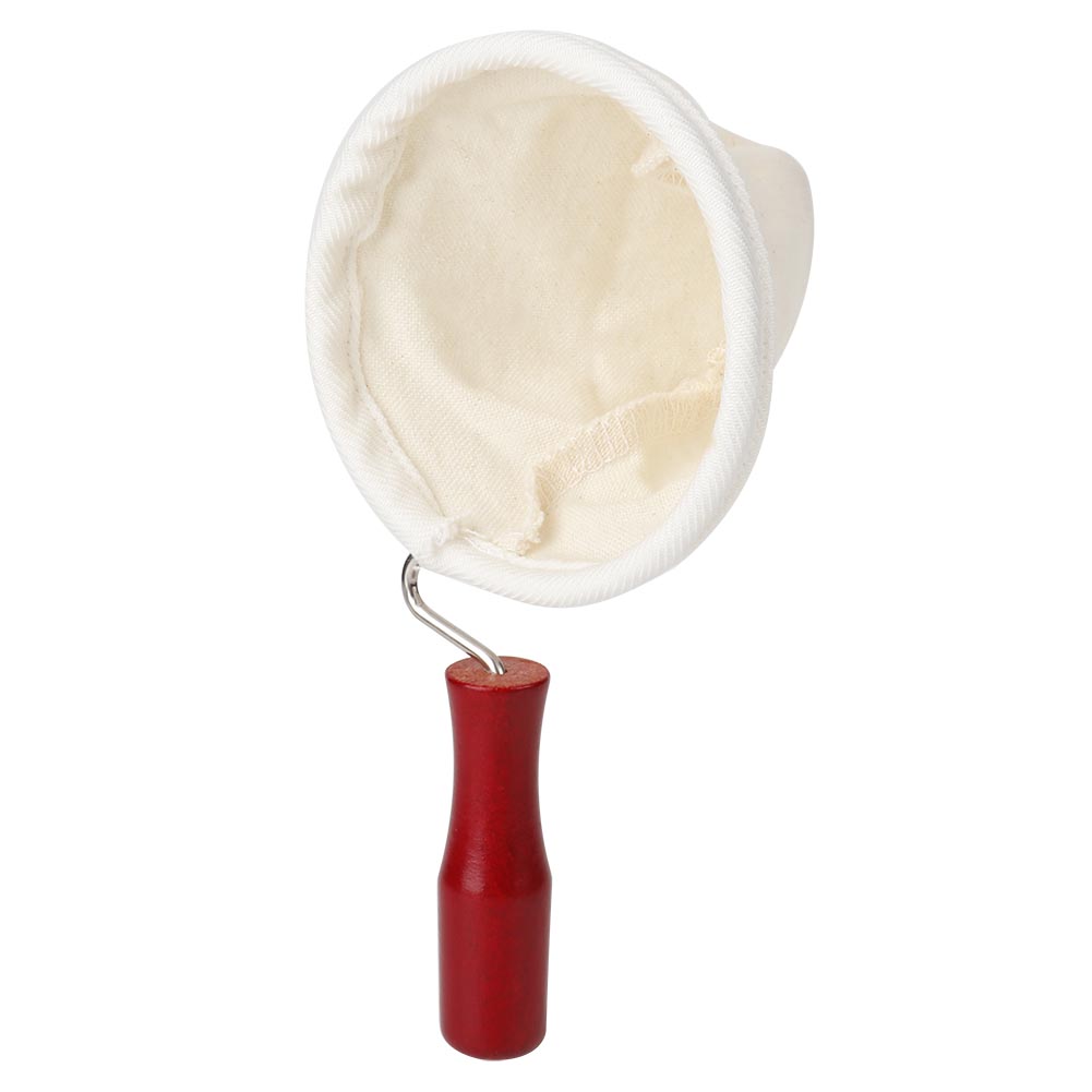 Kaffeefilterhalter Aus Baumwollflanell Mit Holzgriff Und Stofffilterbeutel (105 Mm)