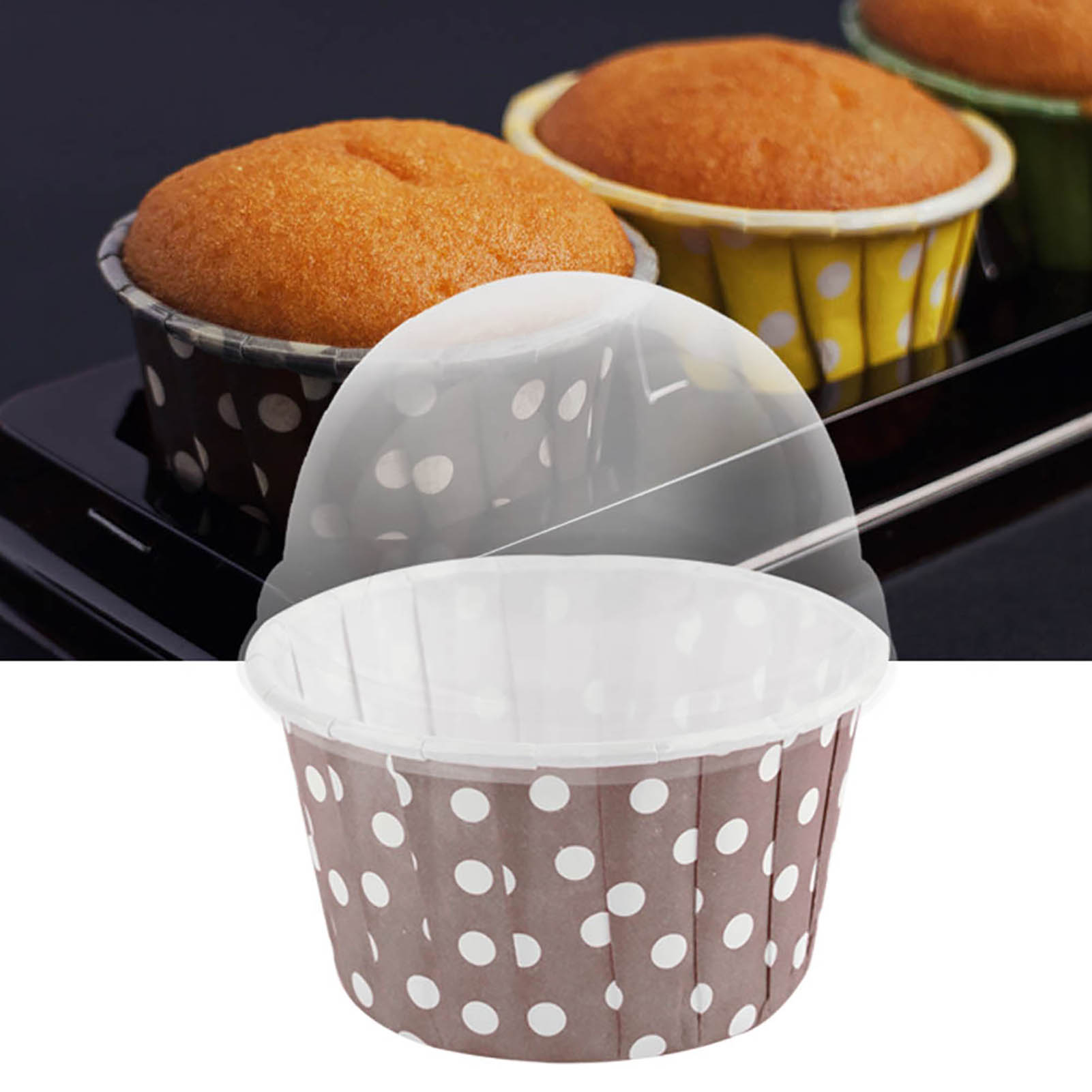 100 Mini-cupcake-förmchen, Runde Papierförmchen Für Kuchen Und Muffins Mit Deckel, Kaffee