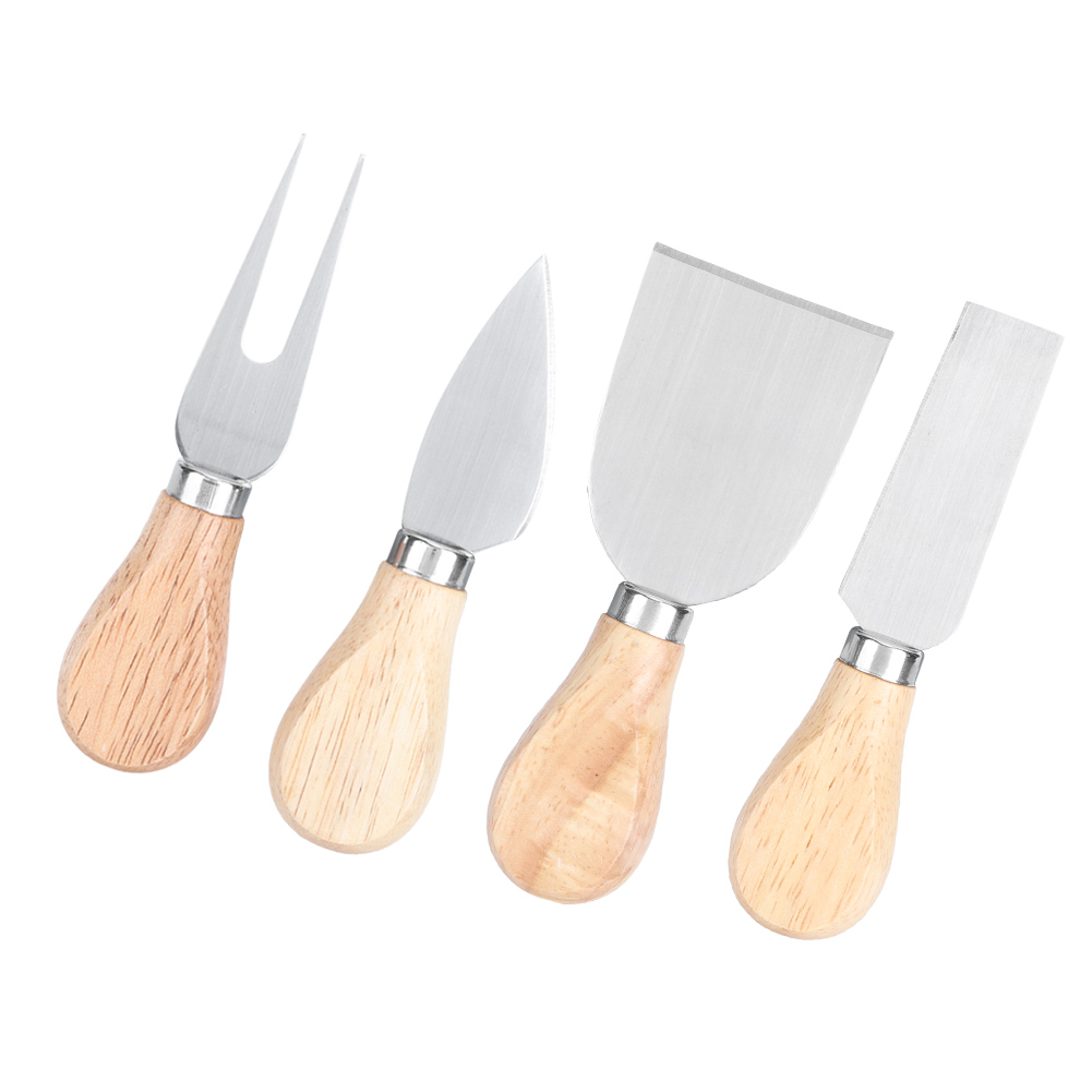 4-teiliges Käsemesser-set Aus Edelstahl Mit Holzgriff – Küchenhelfer