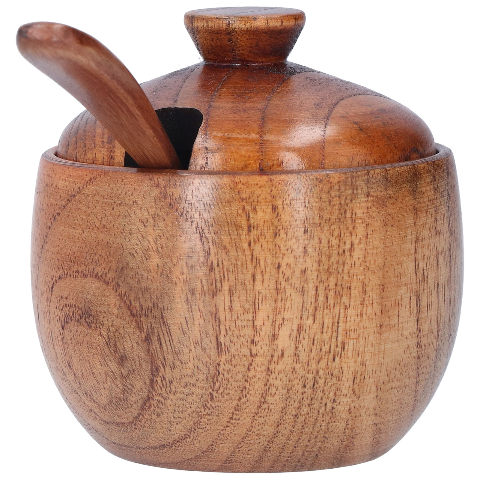 Gewürzglas Mit Löffeldeckel, Salzbehälter Aus Holz Für Den Haushalt, Küche Und Restaurant