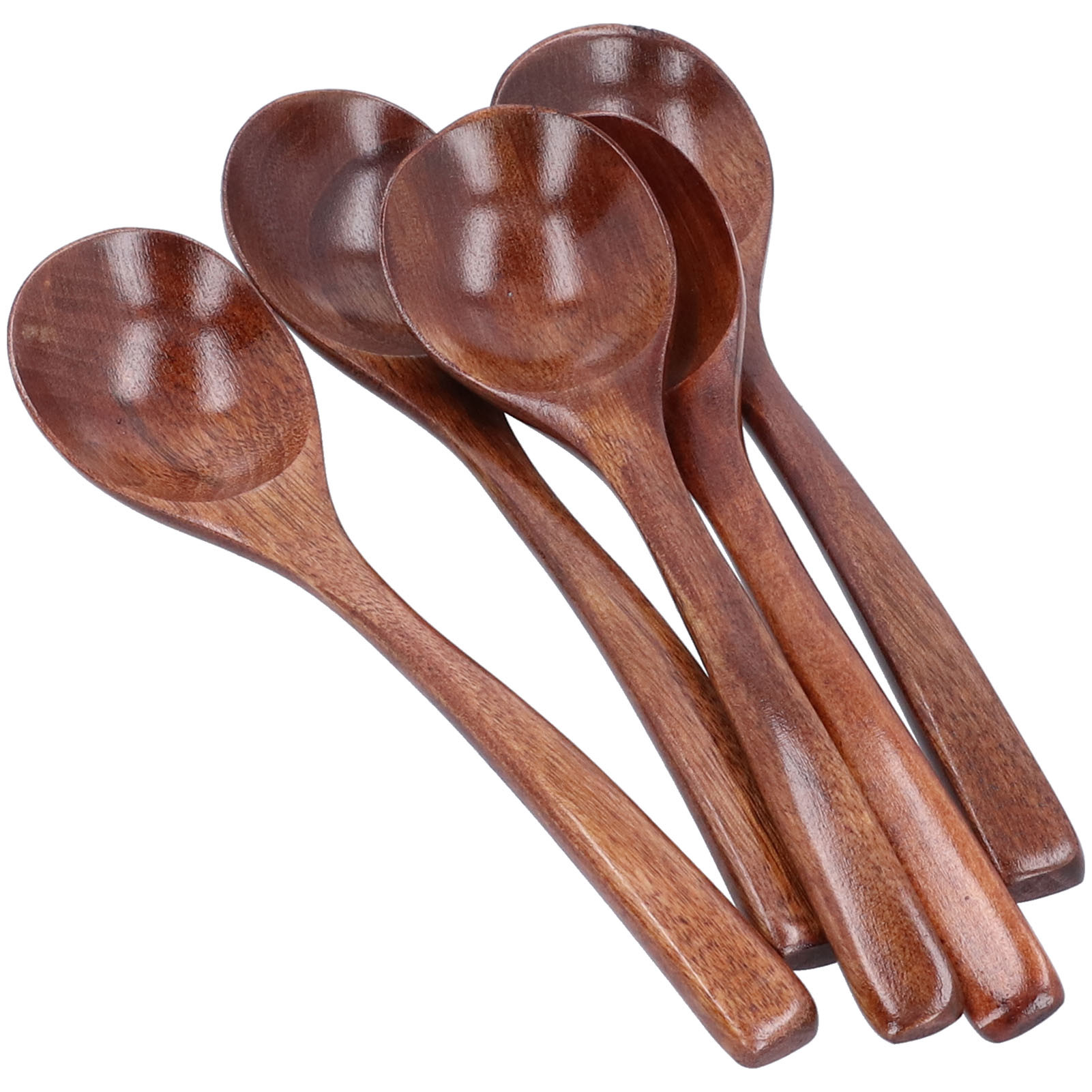 5-teiliges Set Suppenlöffel Aus Holz Mit Langem Griff, Reislöffel, Haushaltsgeschirr Für Küche Und Restaurant