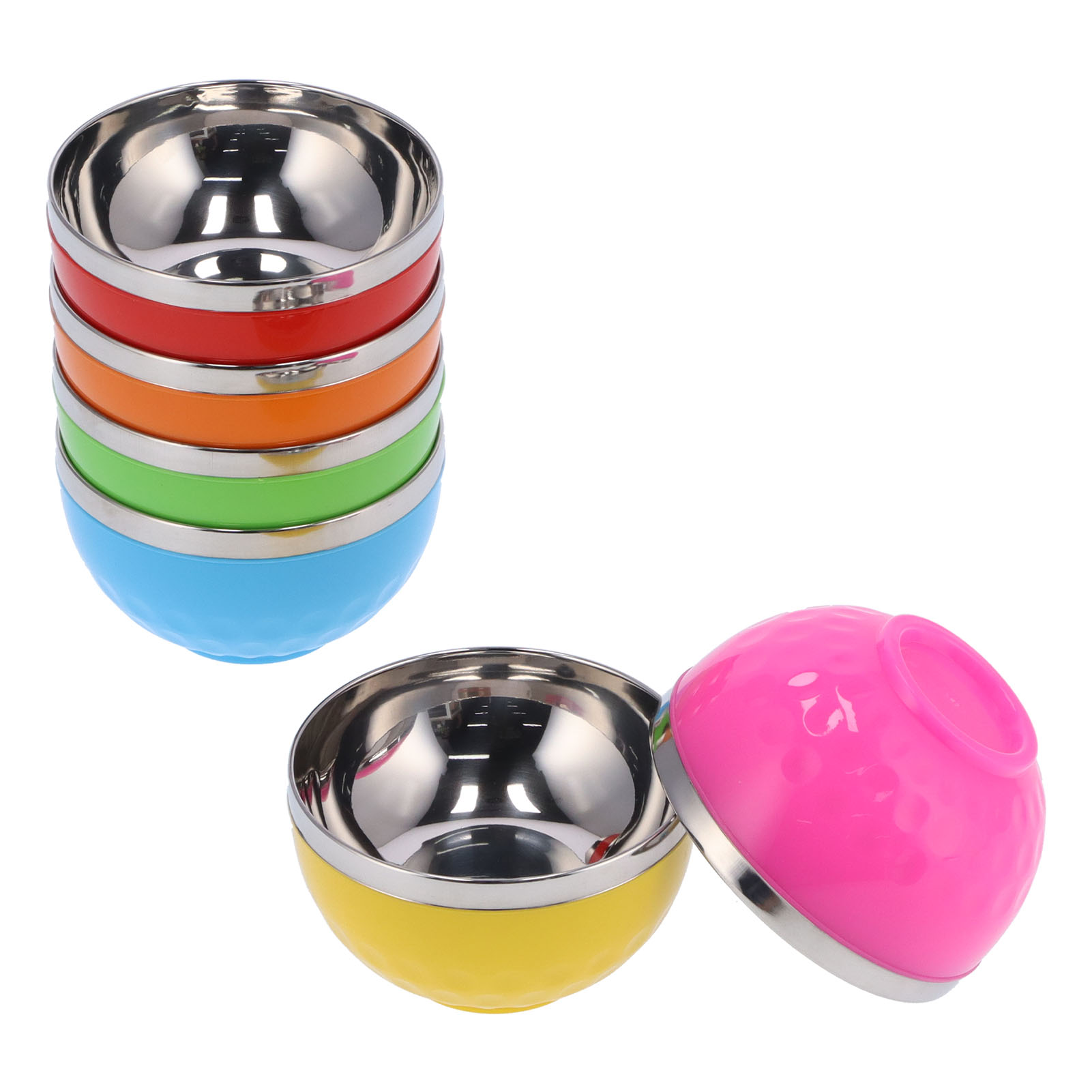 6-teiliges Set Farbiger Edelstahlschüsseln, Wärmeisolierend, Für Salate Und Nudeln, Für Die Heimische Küche (13 Cm S)