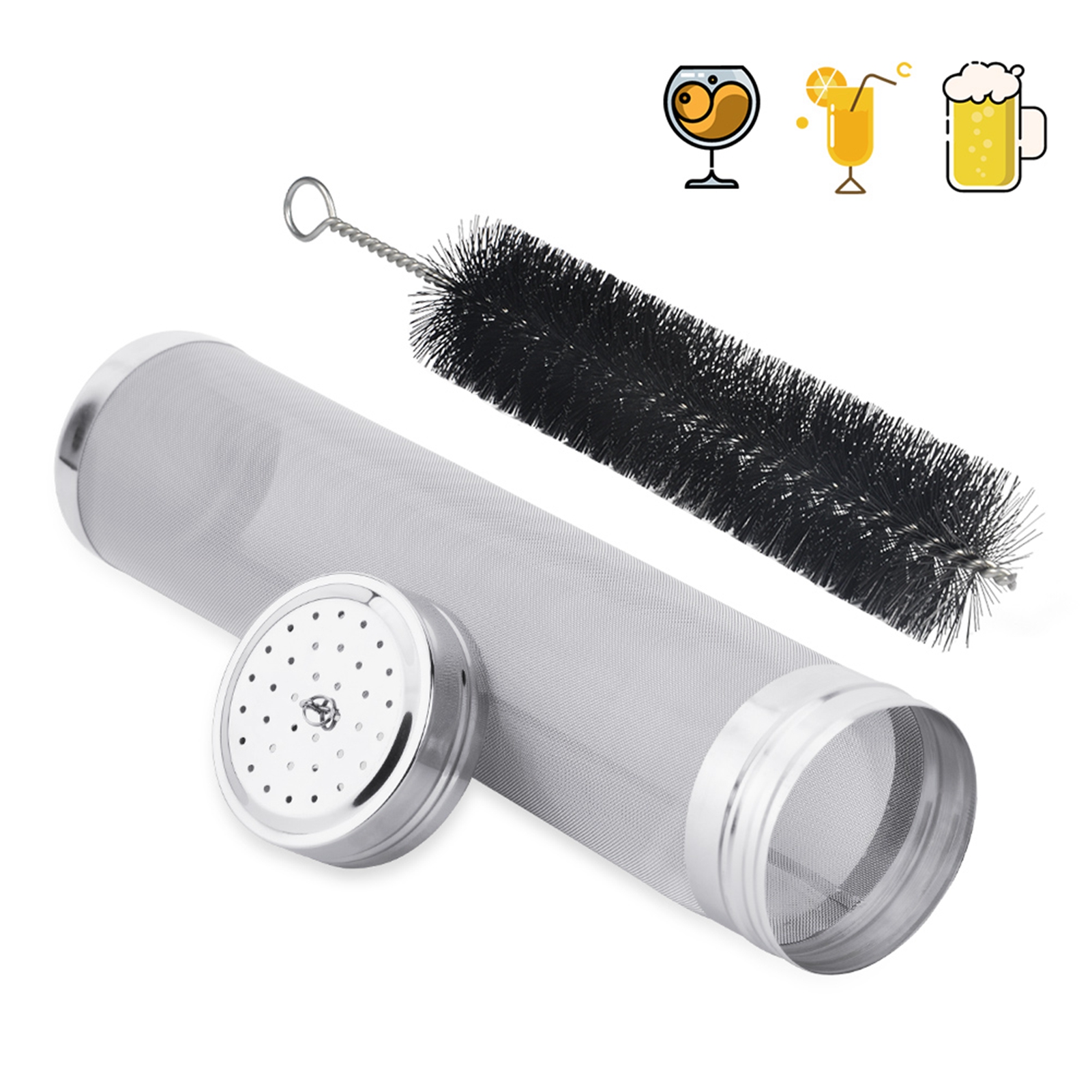 Bierbrau-siebfilter Aus Edelstahl 304 Mit Reinigungsbürste, Saft- Und Weinfilter
