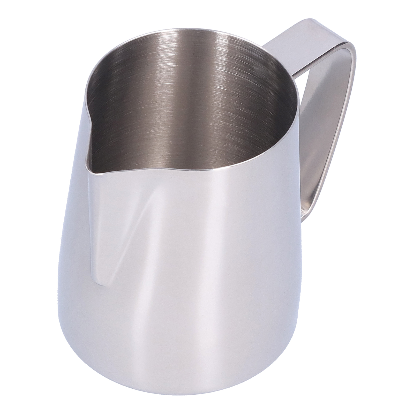 Kaffeekännchen Aus Edelstahl Mit Spitzer Öffnung, Ideal Zum Aufschäumen Von Kaffeepulver, Für Zuhause, Edelstahlfarbe, 350 Ml