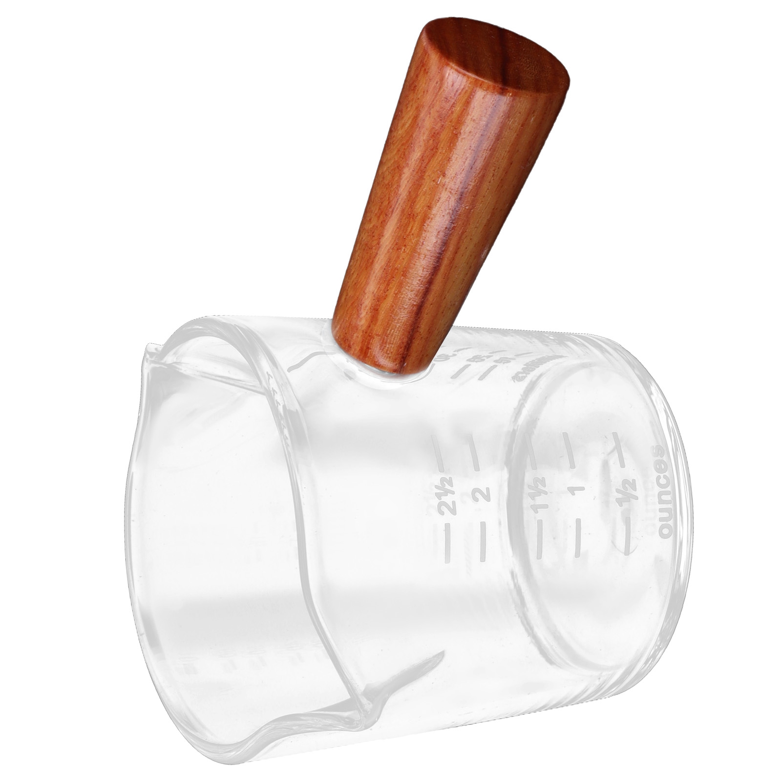 Milchbecher Mit Doppelausguss, Holzgriff, Messbecher Aus Glas Für Kaffee Und Andere Getränke, Dicker Boden