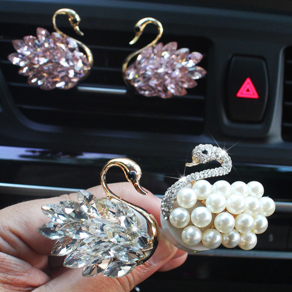 Glitzernder Auto-lüftungsschlitzclip Mit Kristallschwan, Auto-duftspender, Lufterfrischer Mit Strasssteinen