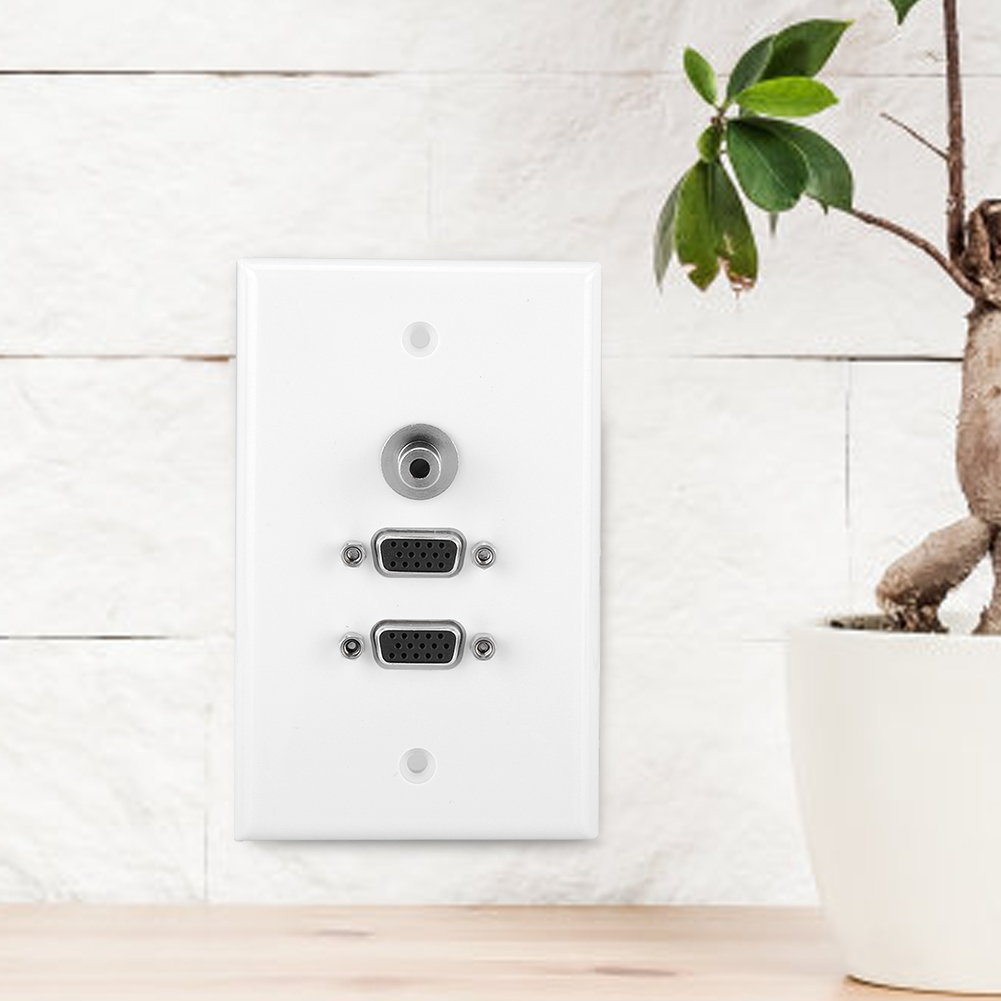 Wandanschlussplatte Mit 2 Vga-anschlüssen Und 3,5-mm-klinkenbuchse Für Heimkino-installation